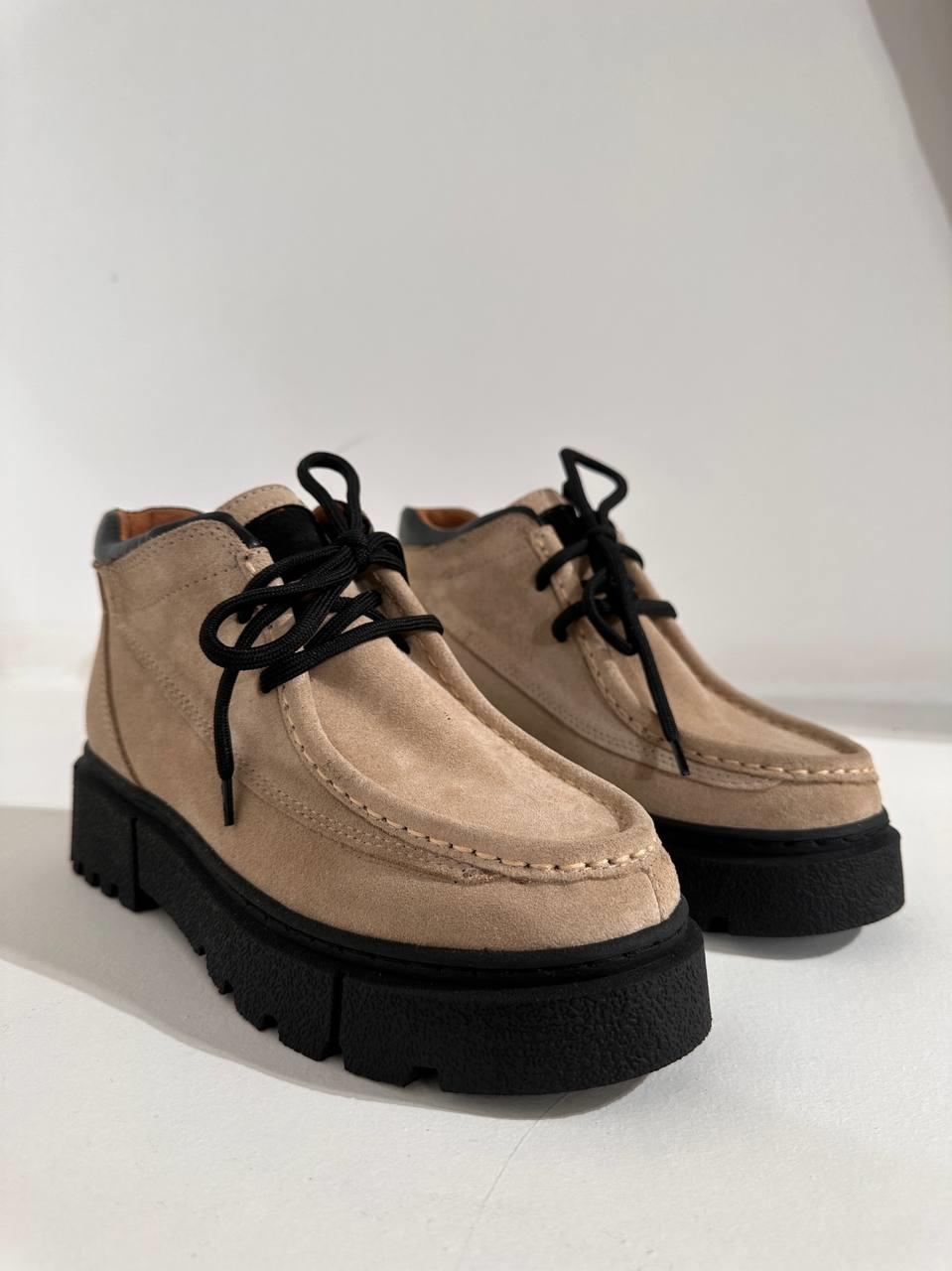 Berlin Bej Süet Bağcıklı Kadın  Bot 