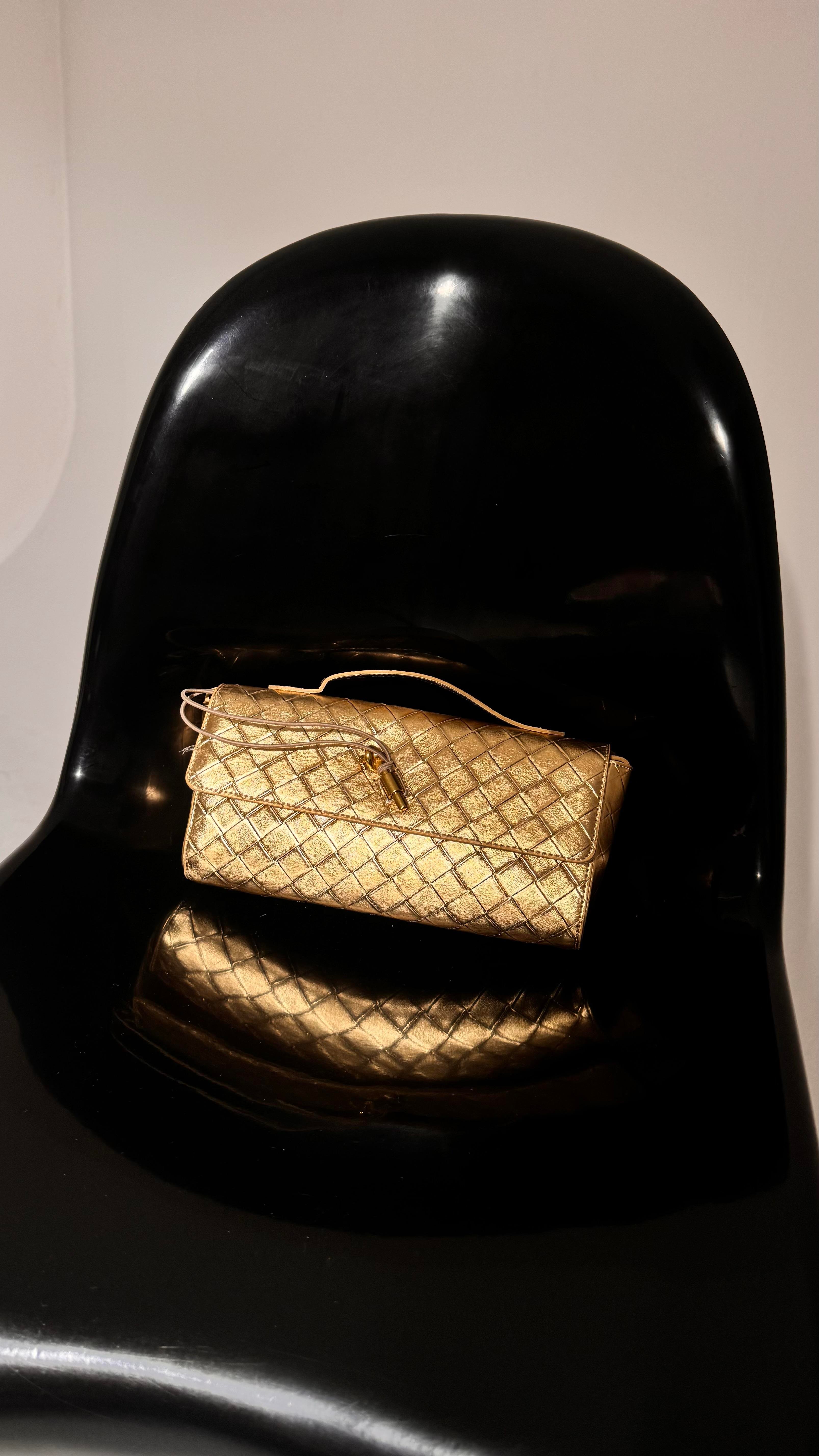 Bonetta Gold Baklava Desenli Gold Pimli Çanta