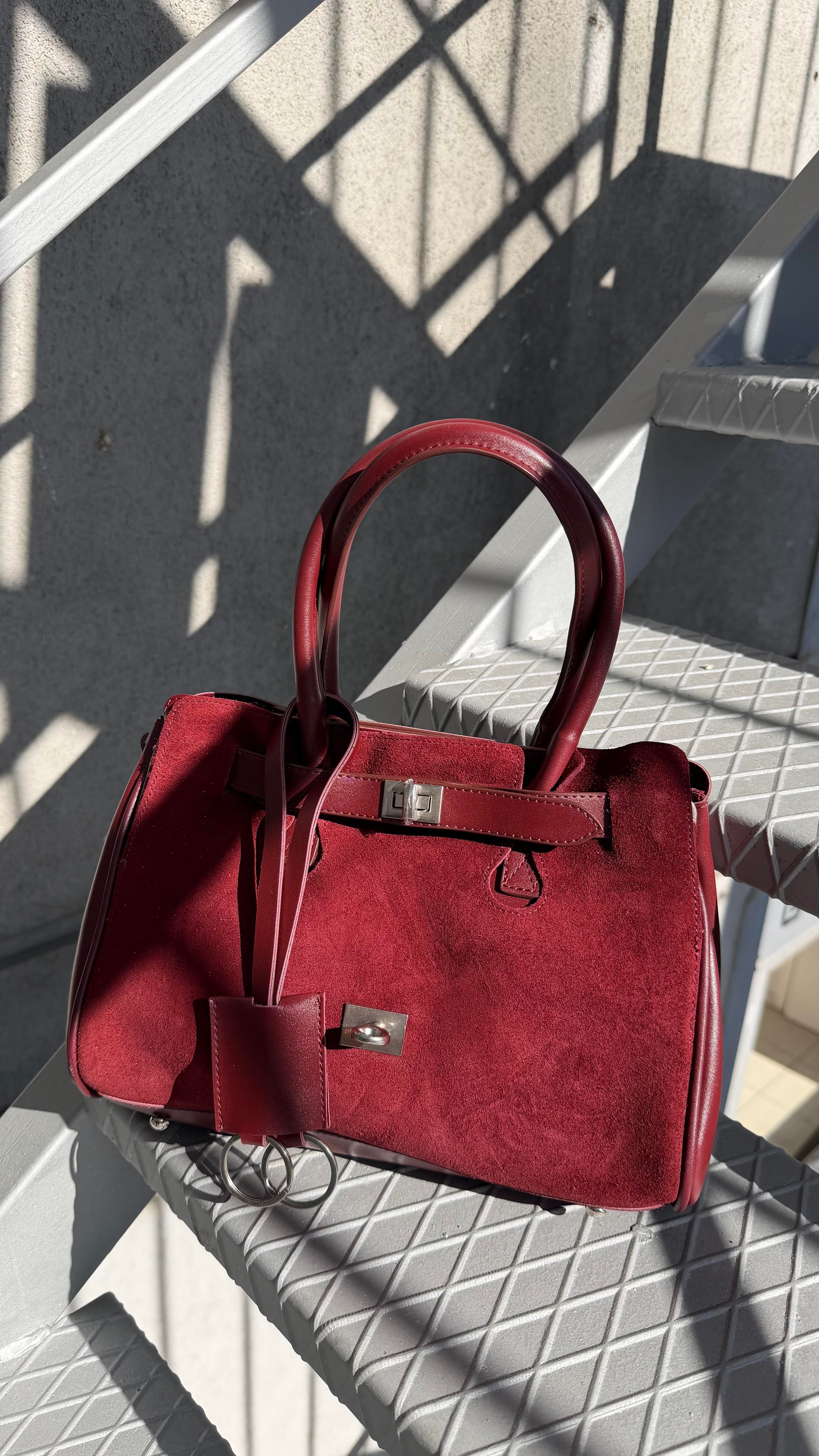 Bordo Gabriel Cilt Silver Aksesuarlı Çanta 