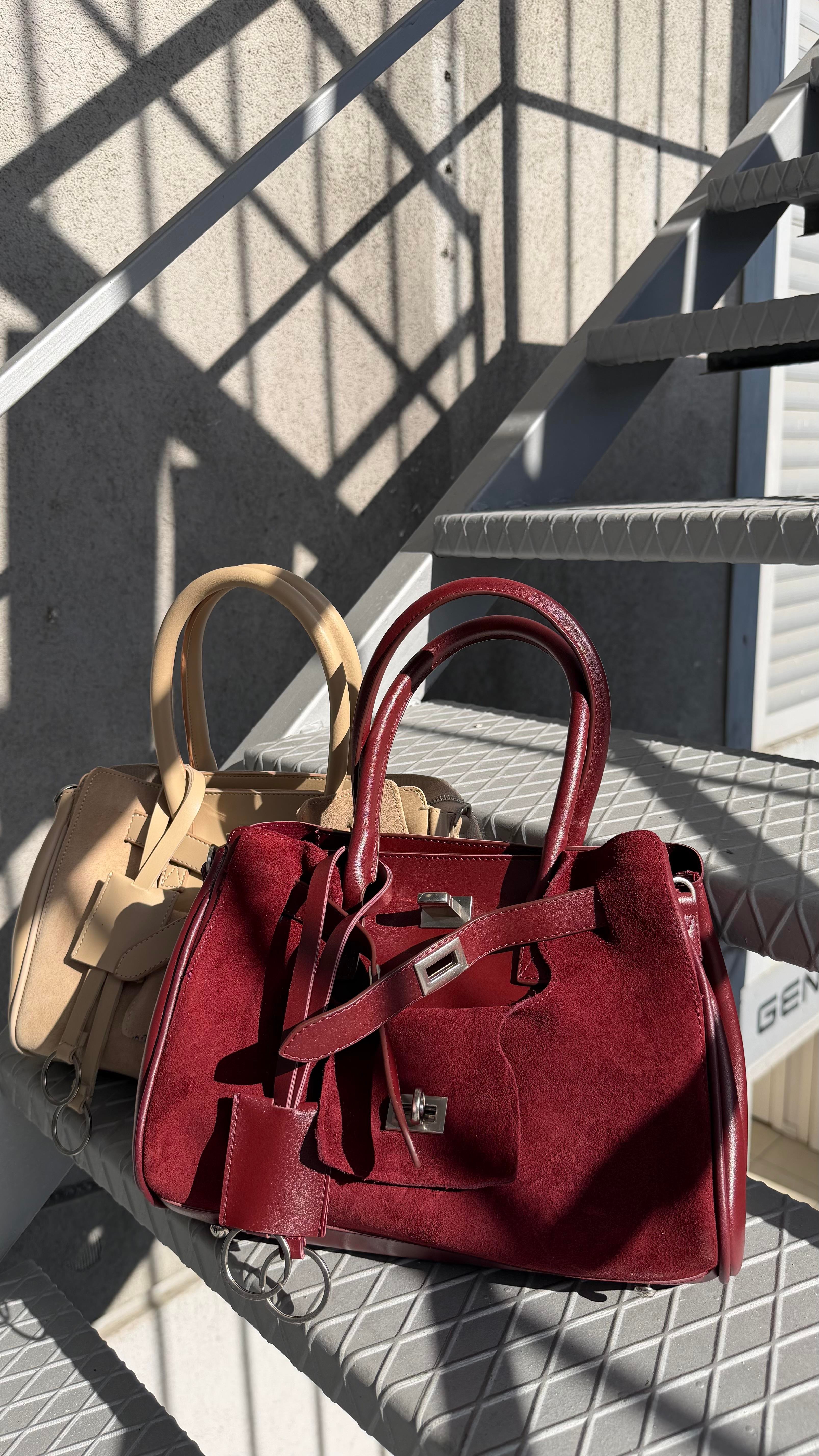 Bordo Gabriel Cilt Silver Aksesuarlı Çanta 