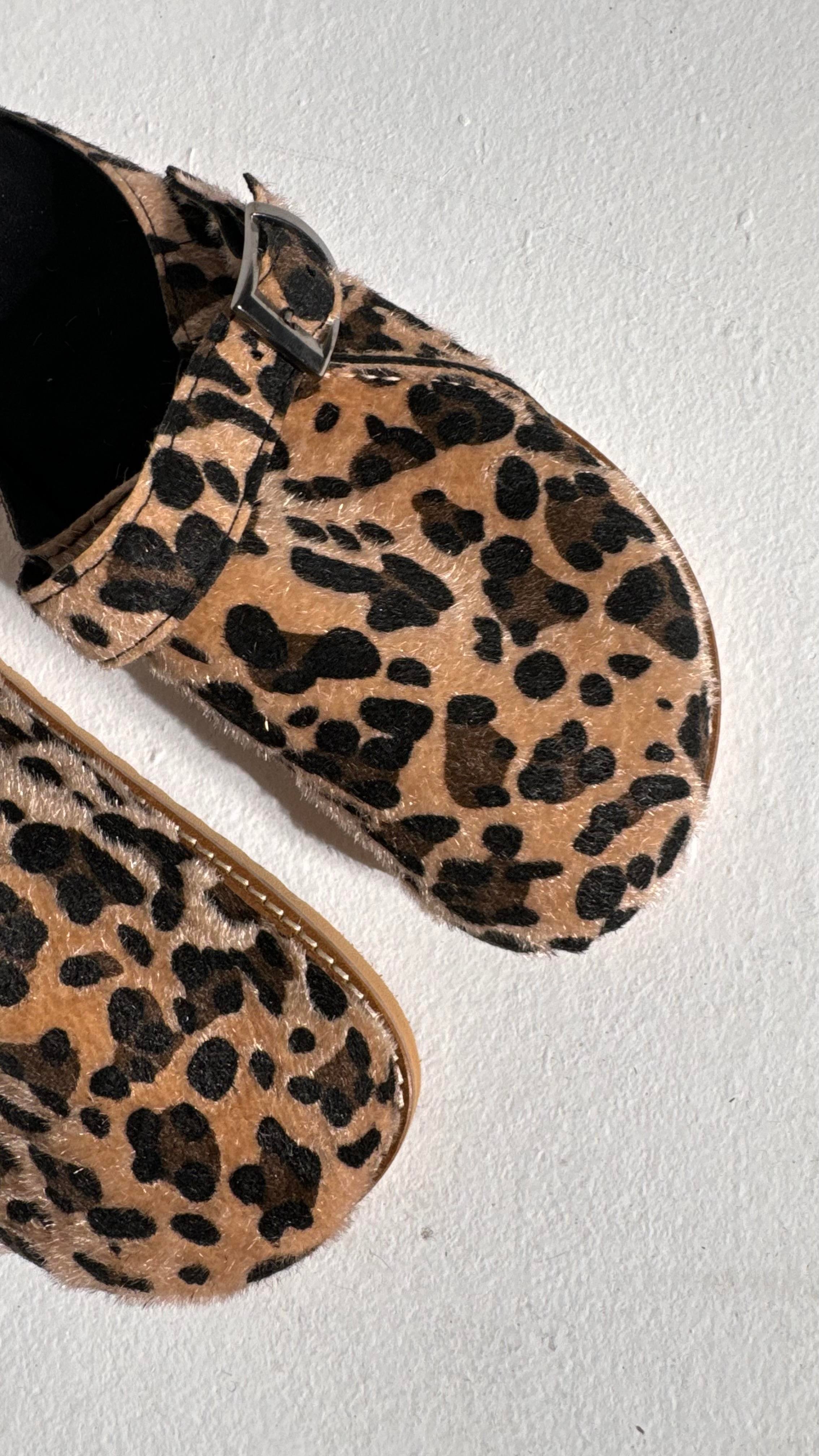 Boston Leopar Süet Kalın Taban Terlik