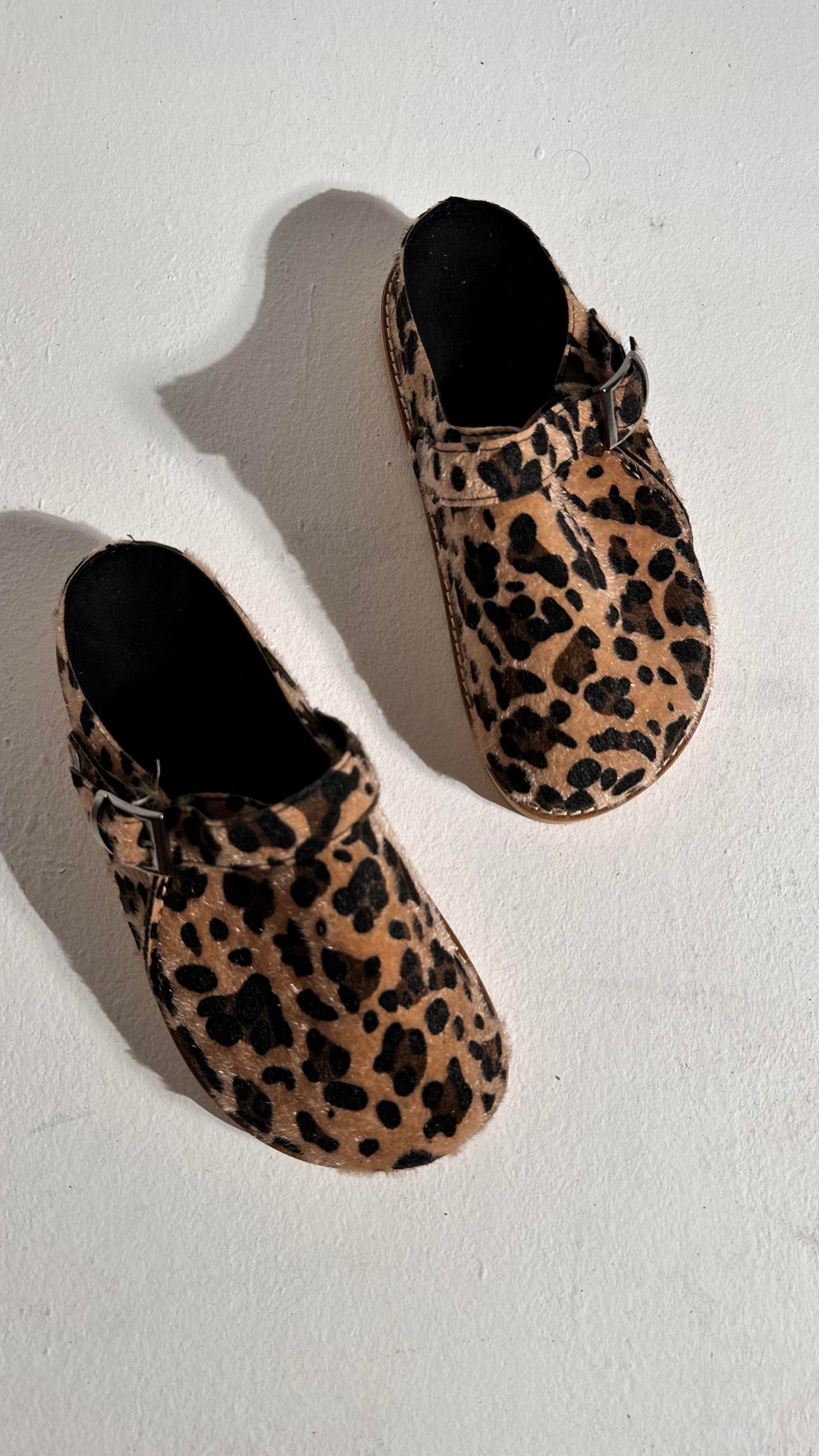 Boston Leopar Süet Kalın Taban Terlik