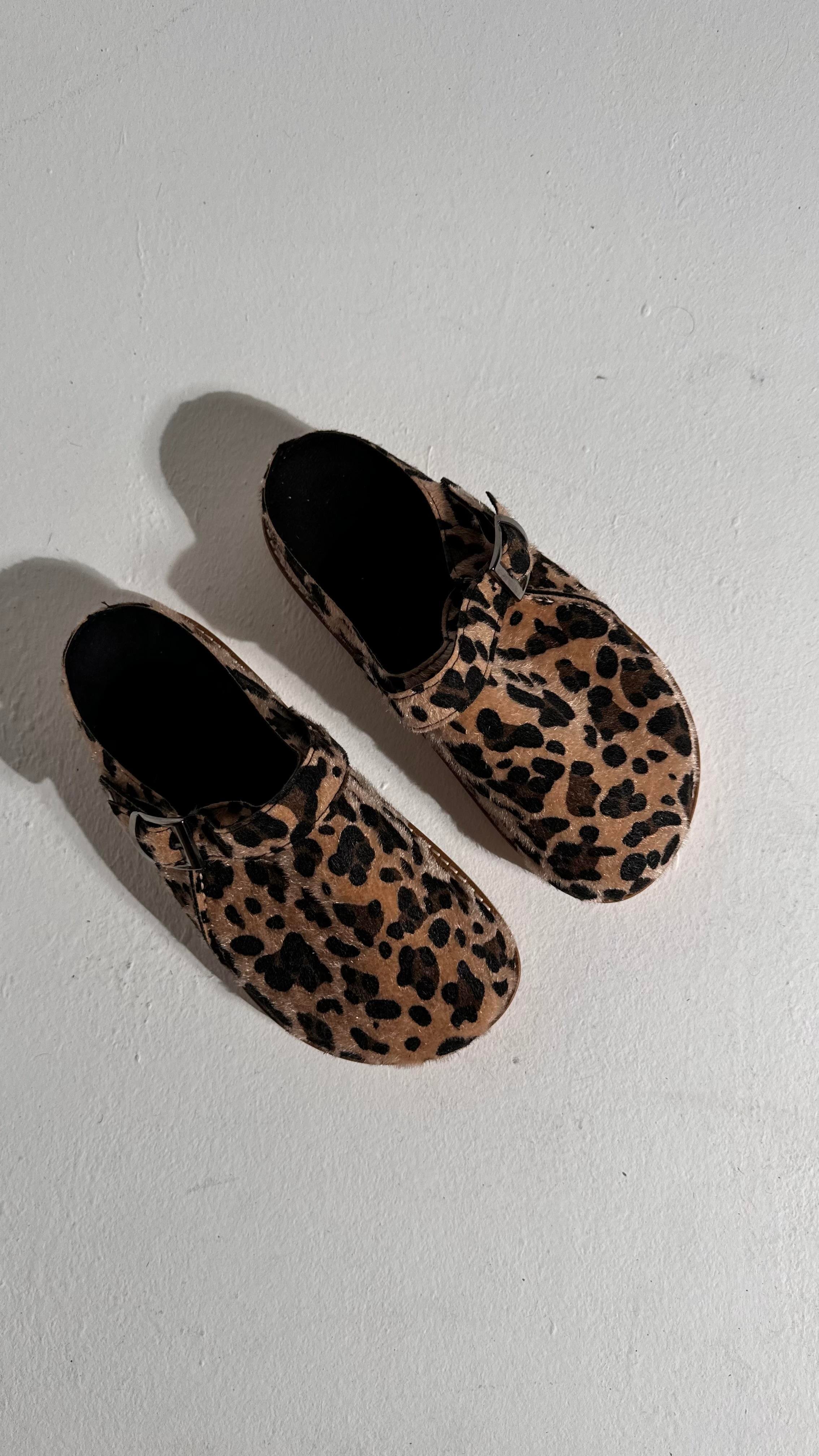Boston Leopar Süet Kalın Taban Terlik
