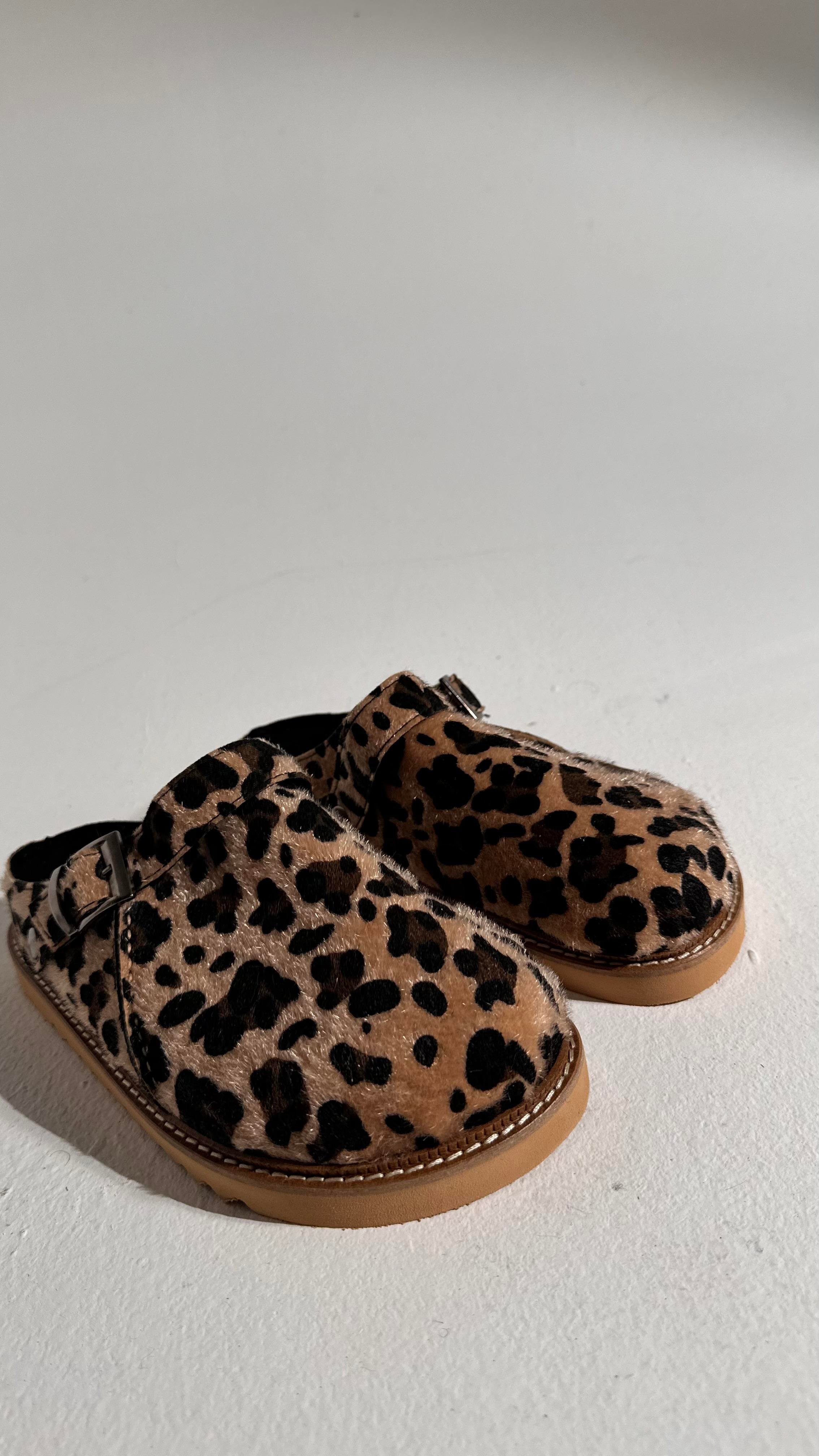 Boston Leopar Süet Kalın Taban Terlik