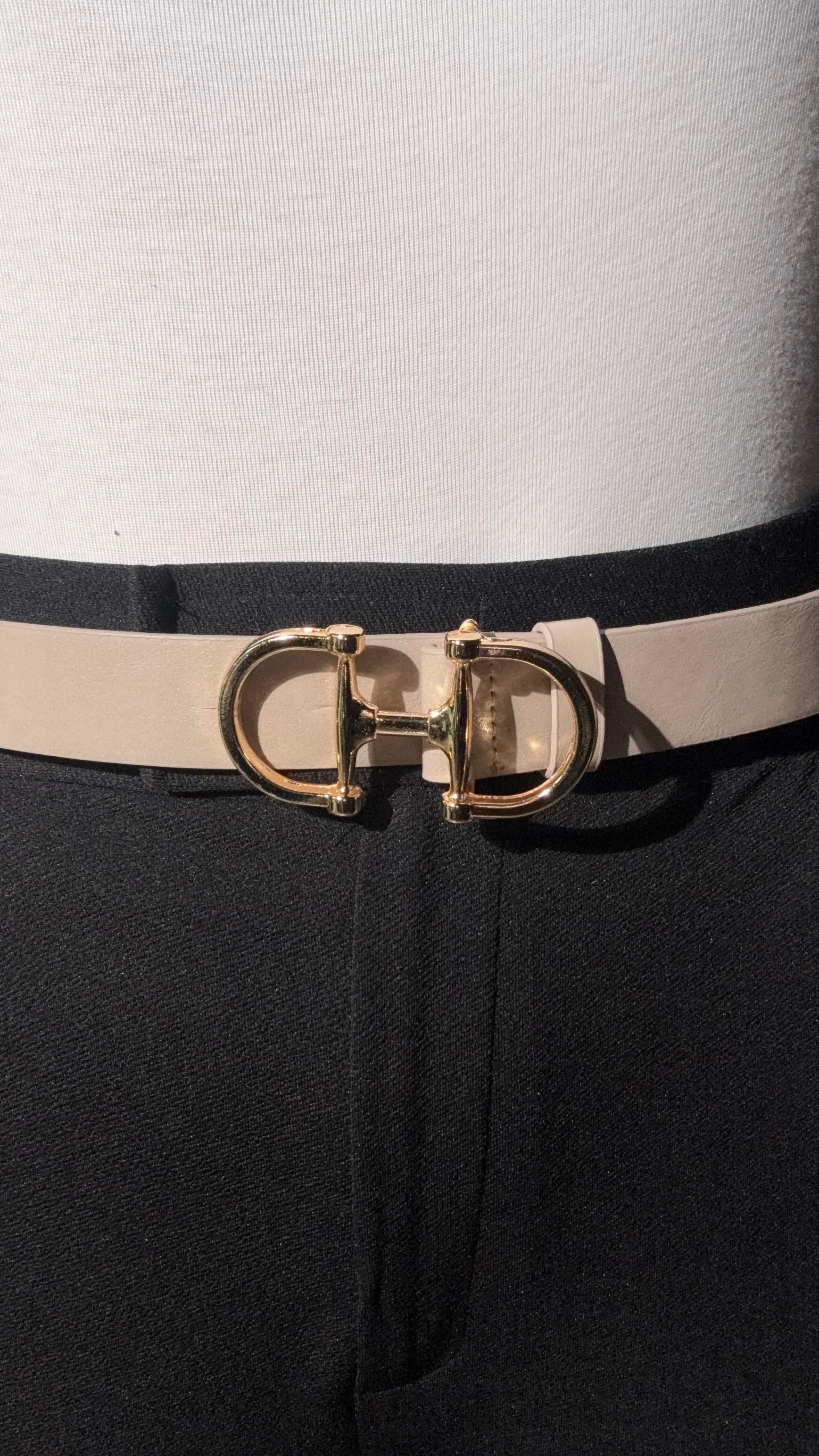 Çift Tokalı 3cm Bej Kemer