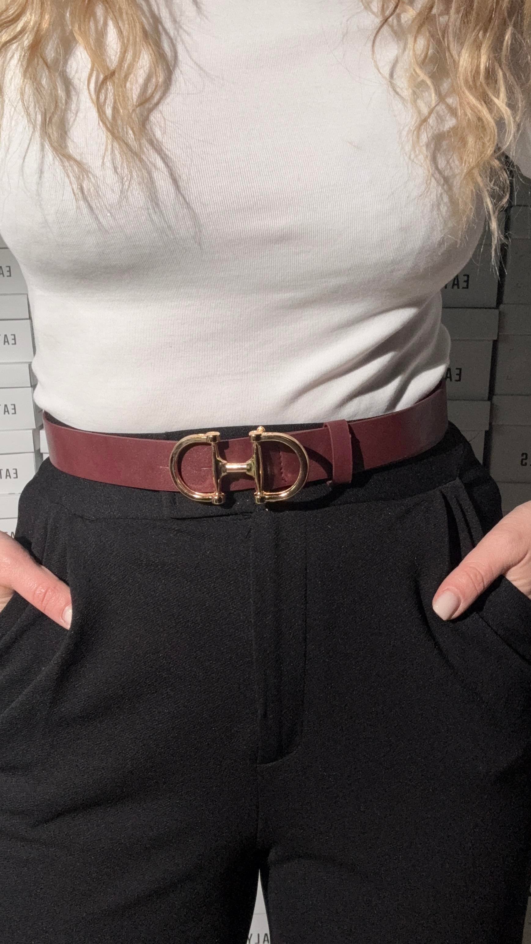 Çift Tokalı 3cm Bordo Kemer