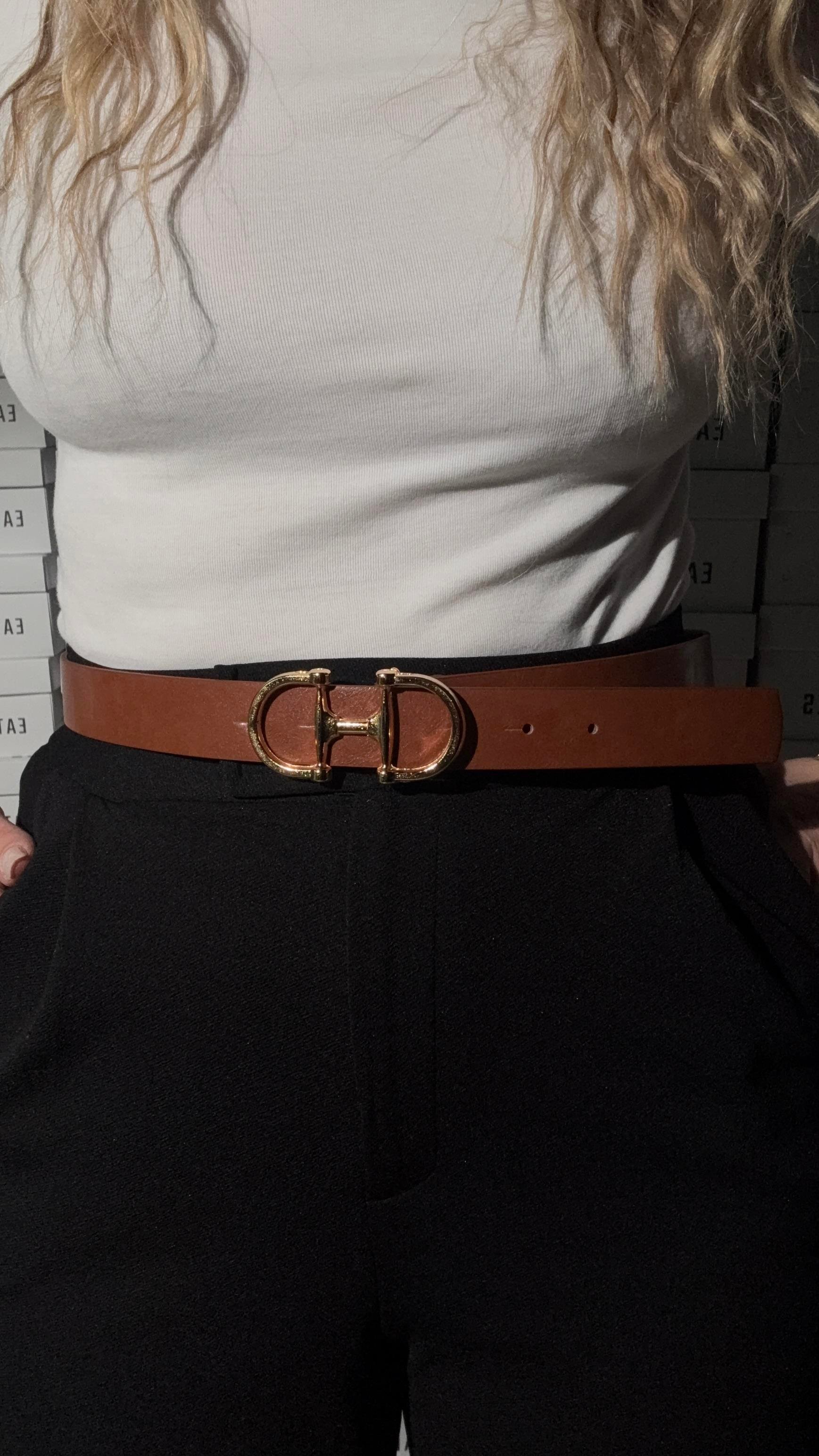 Çift Tokalı 3cm Taba Kemer