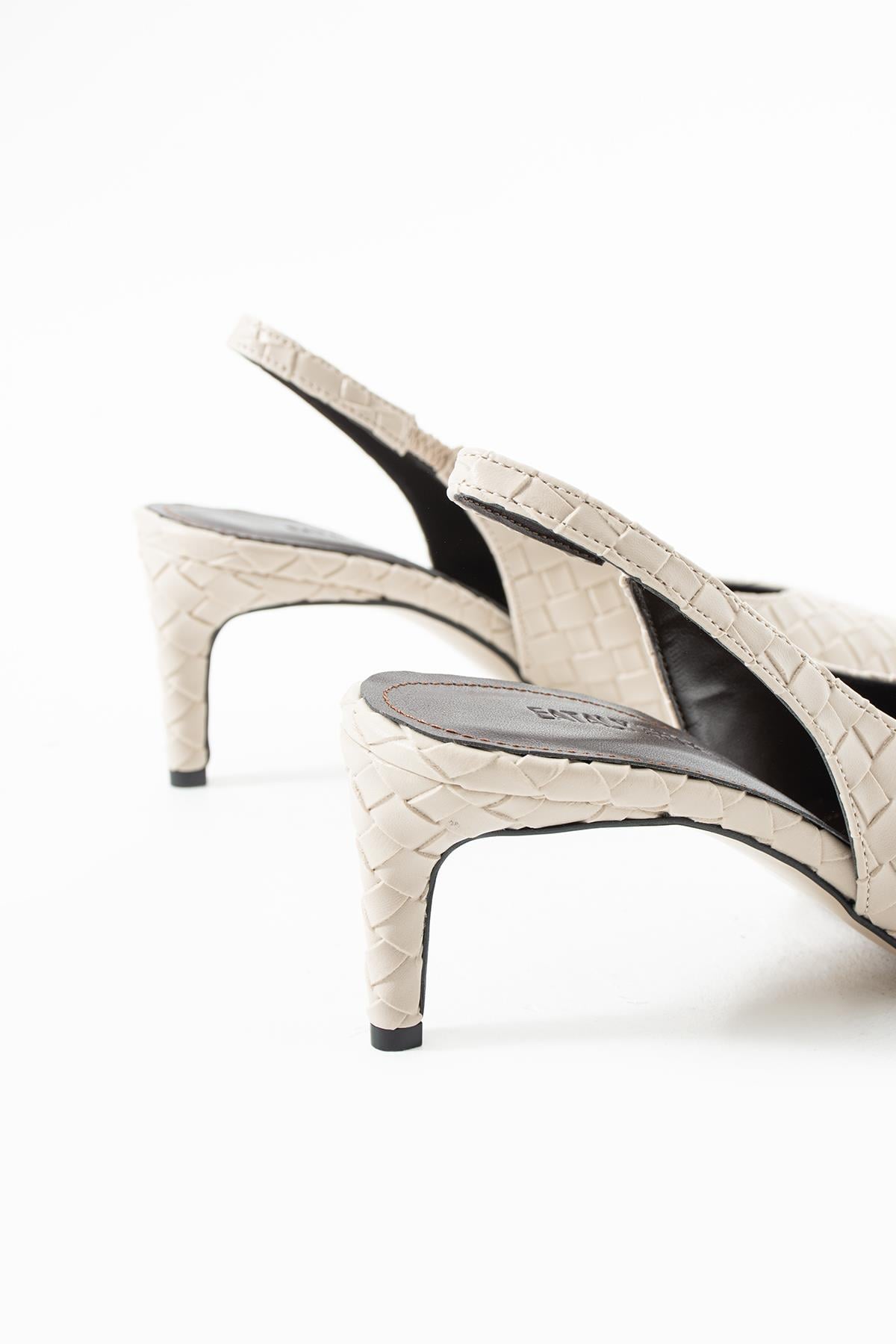 Elira Örgü Slingback Bej Kadın Topuklu Ayakkabı