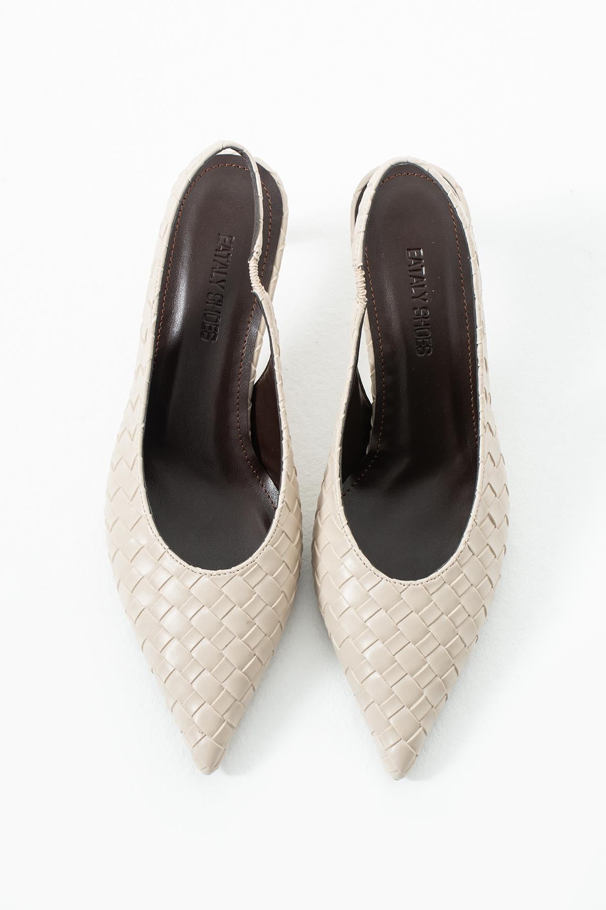 Elira Örgü Slingback Bej Kadın Topuklu Ayakkabı