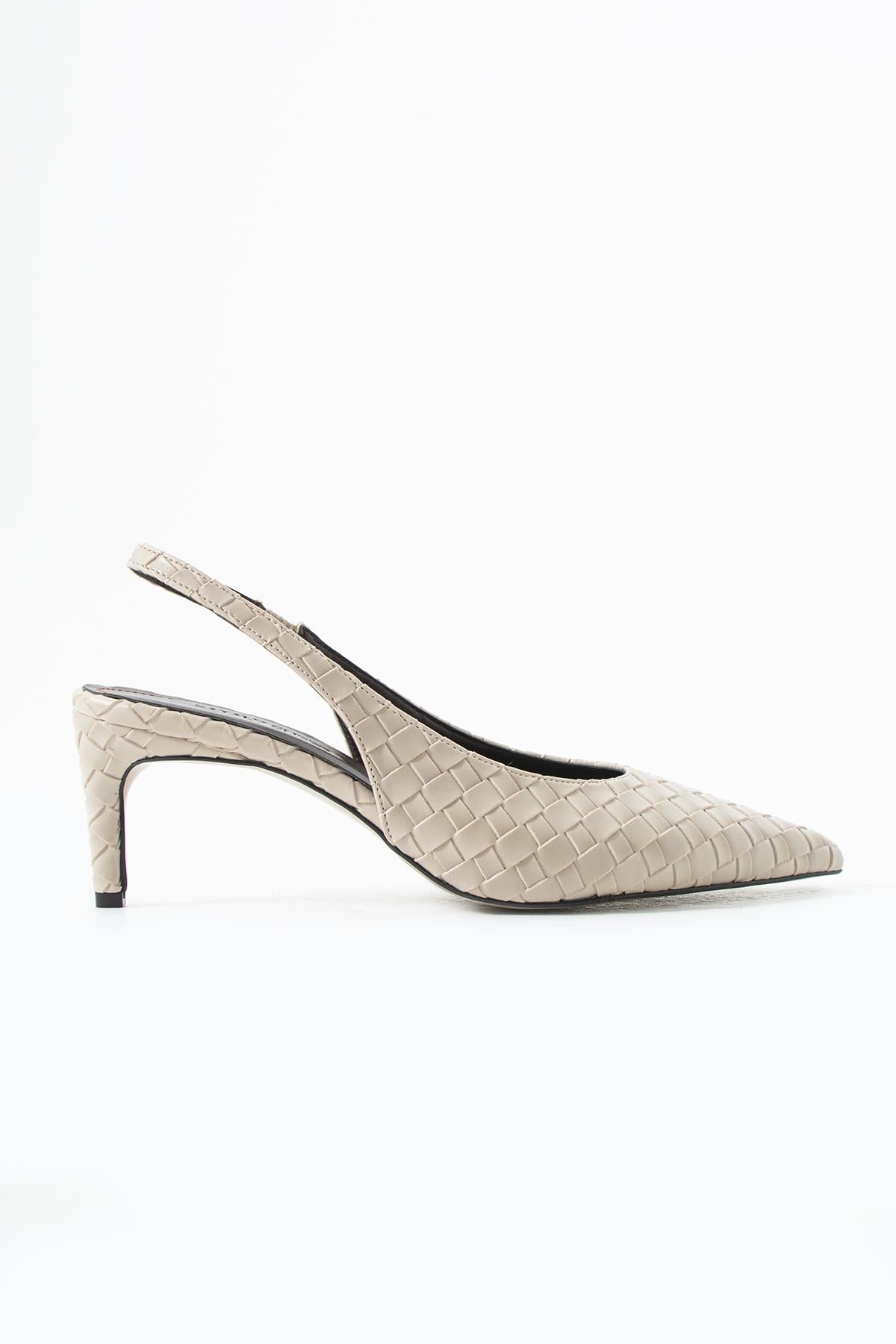 Elira Örgü Slingback Bej Kadın Topuklu Ayakkabı
