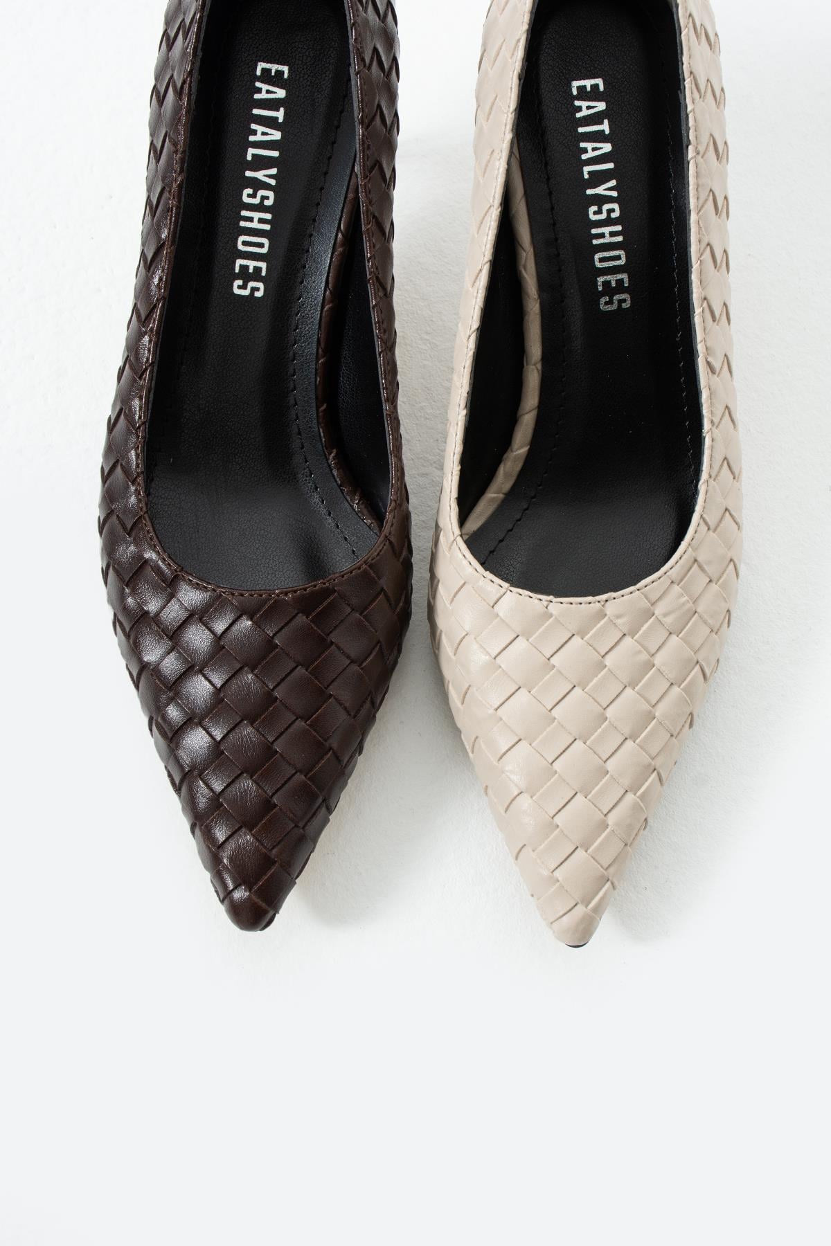 Elira Örgü Slingback Bej Kadın Topuklu Ayakkabı