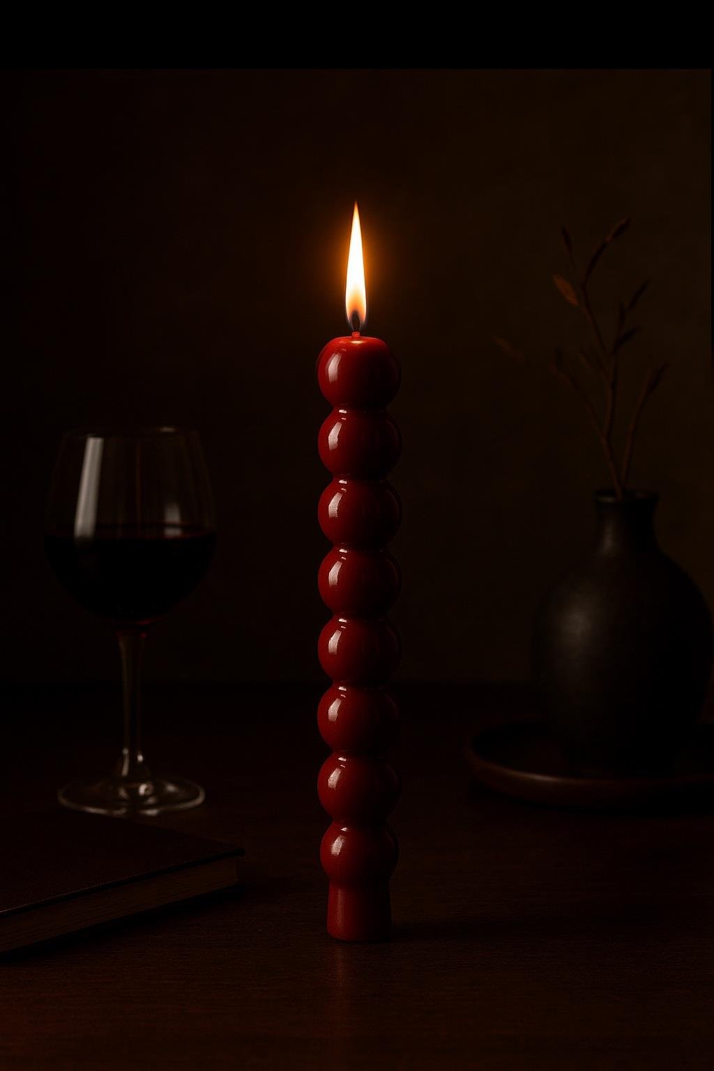 Floral Bordo Top Şamdan Mum