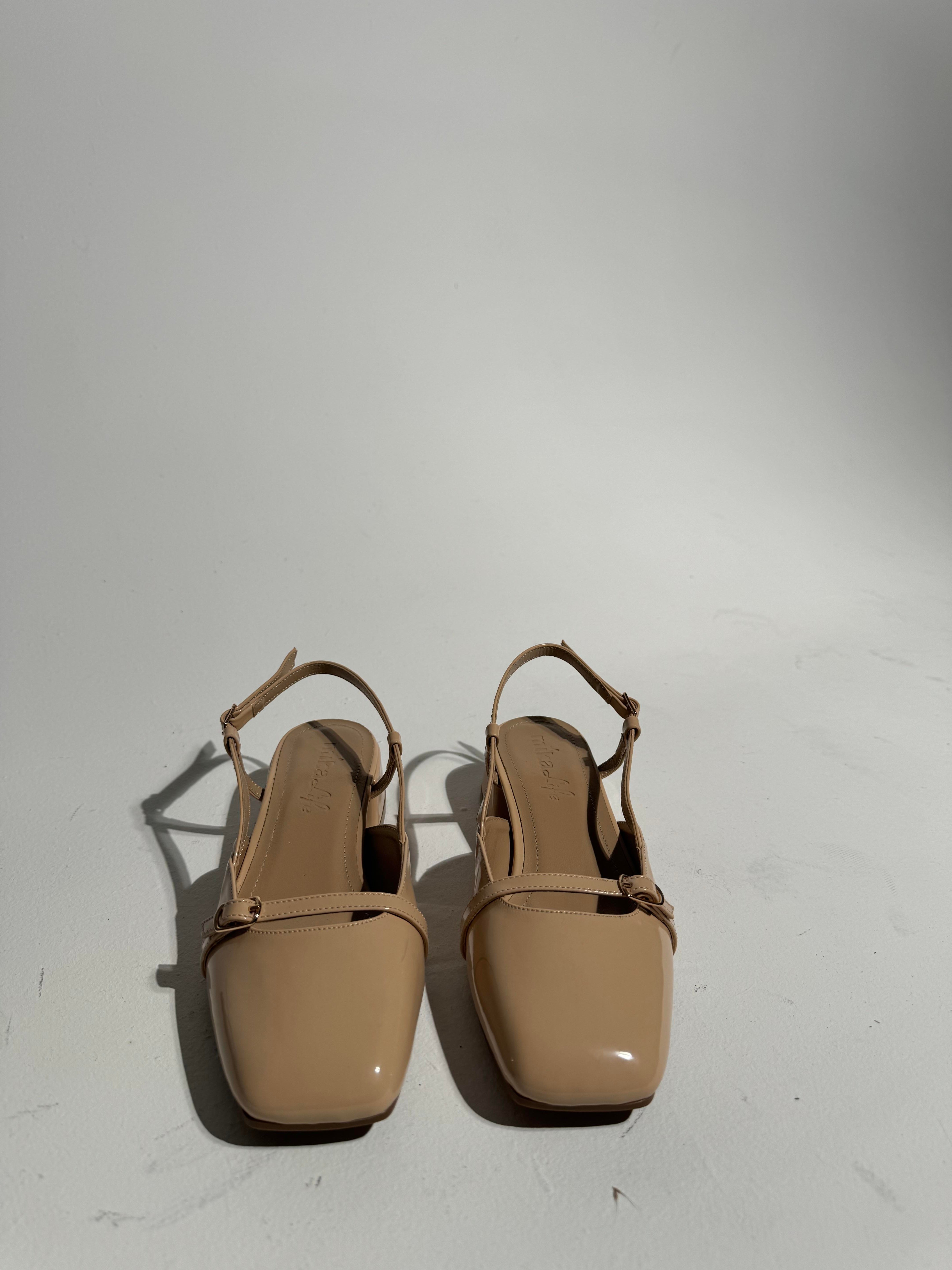 Fran Bej Rugan Kemer Detaylı Mini Boy Topuklu