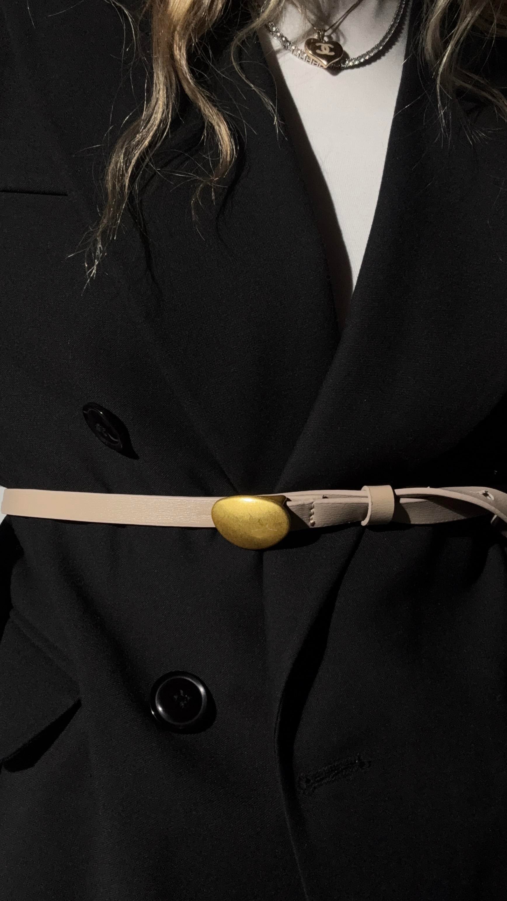 Gold Damla Tokalı Kemer Bej