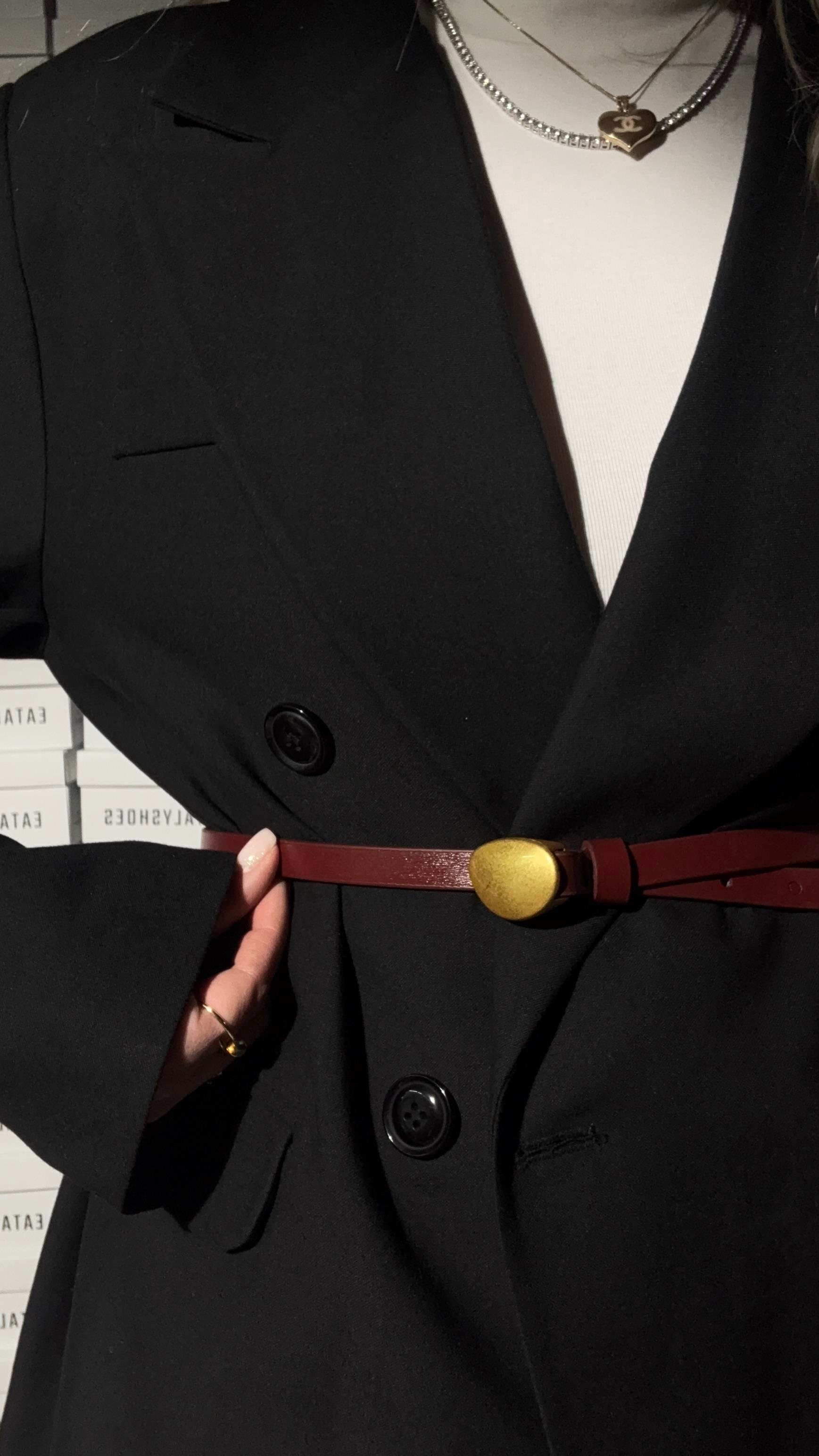 Gold Damla Tokalı Kemer Bordo