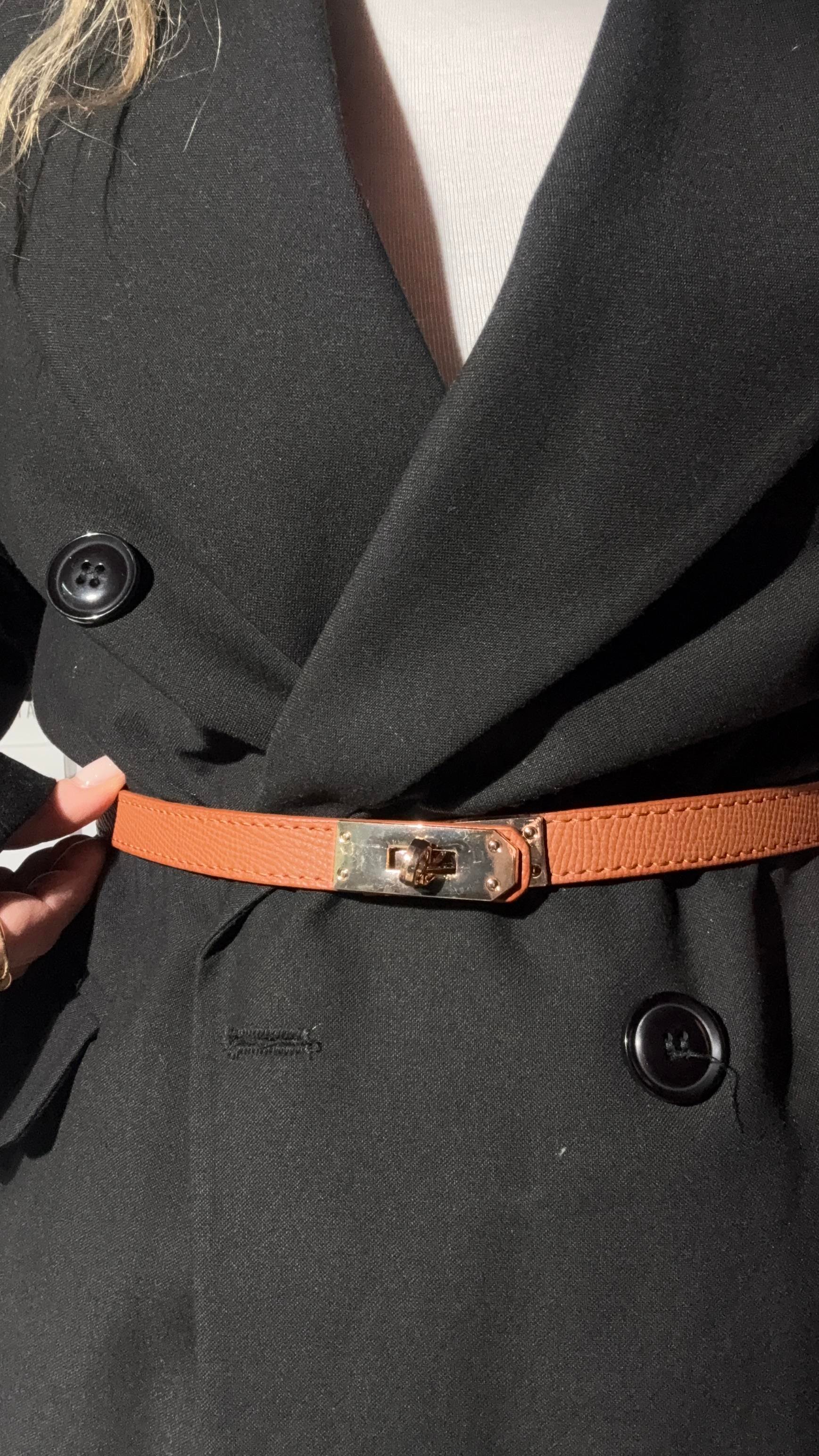 Gold Kilit Tokalı Dikiş Detaylı Taba Kemer