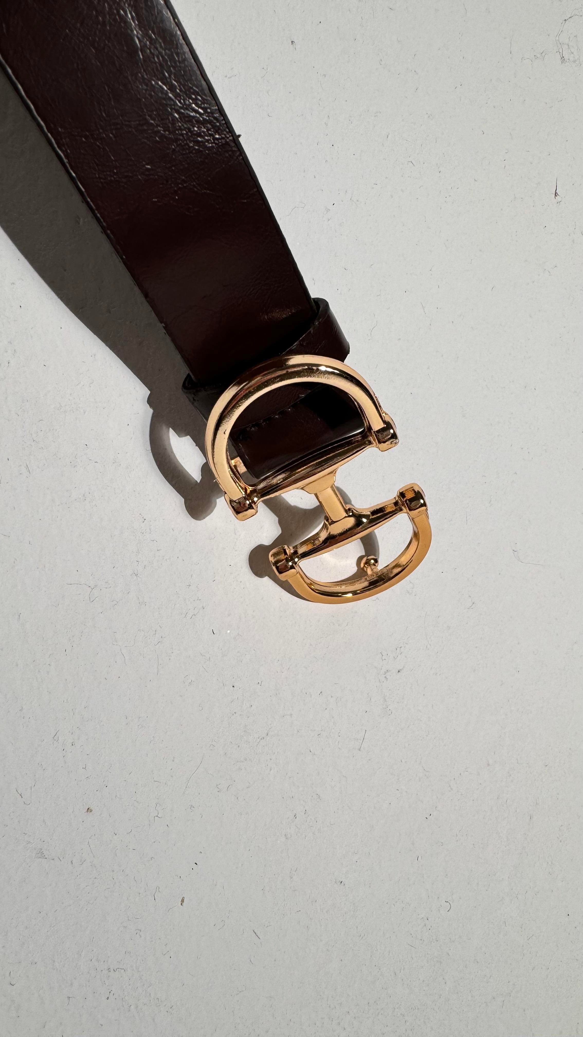 Gold Tokalı Acı Kahve Cilt Deri Malzemeli Kemer