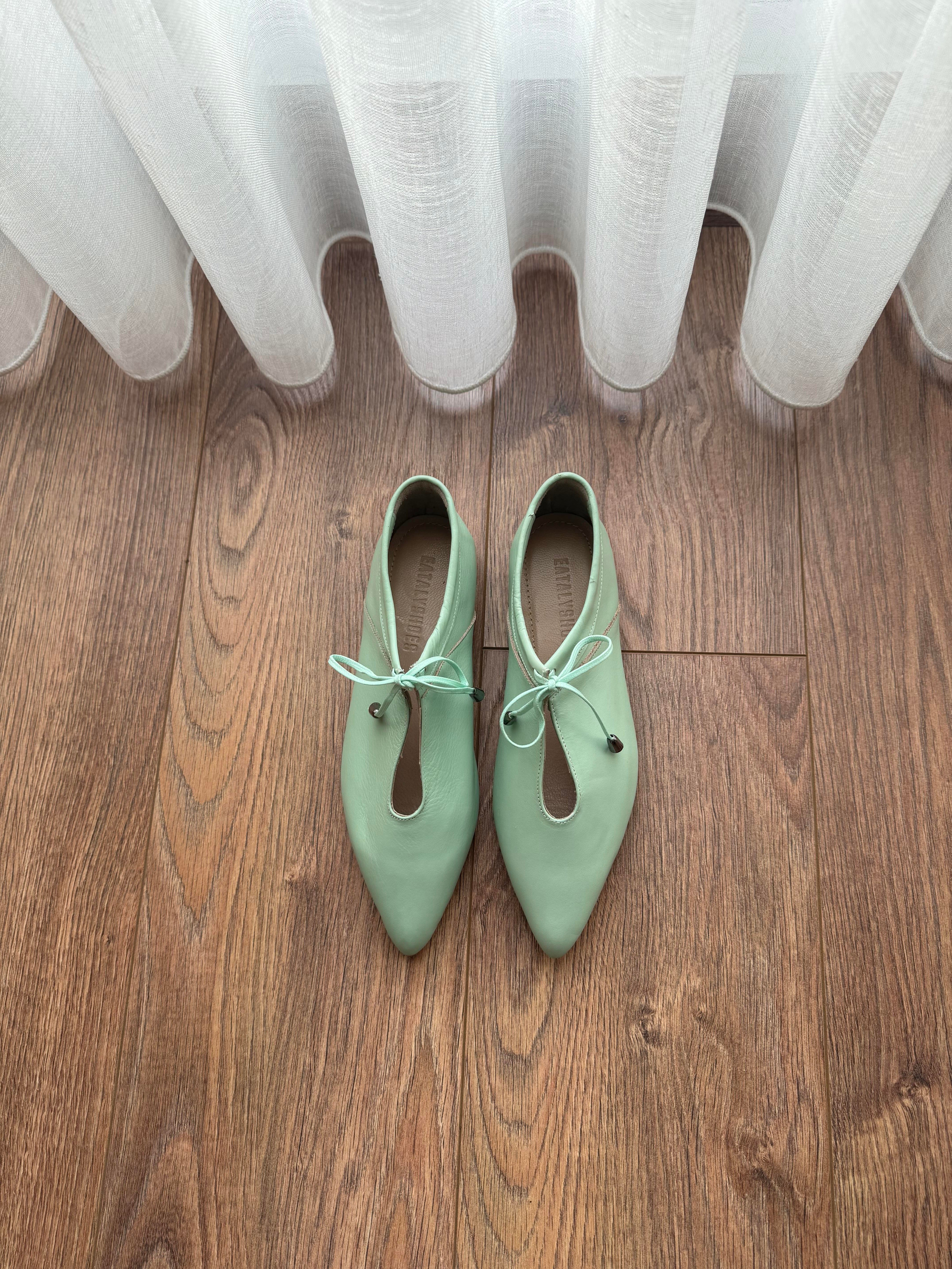 Joah Mint Püskül Bağlama Detaylı Deri Babet