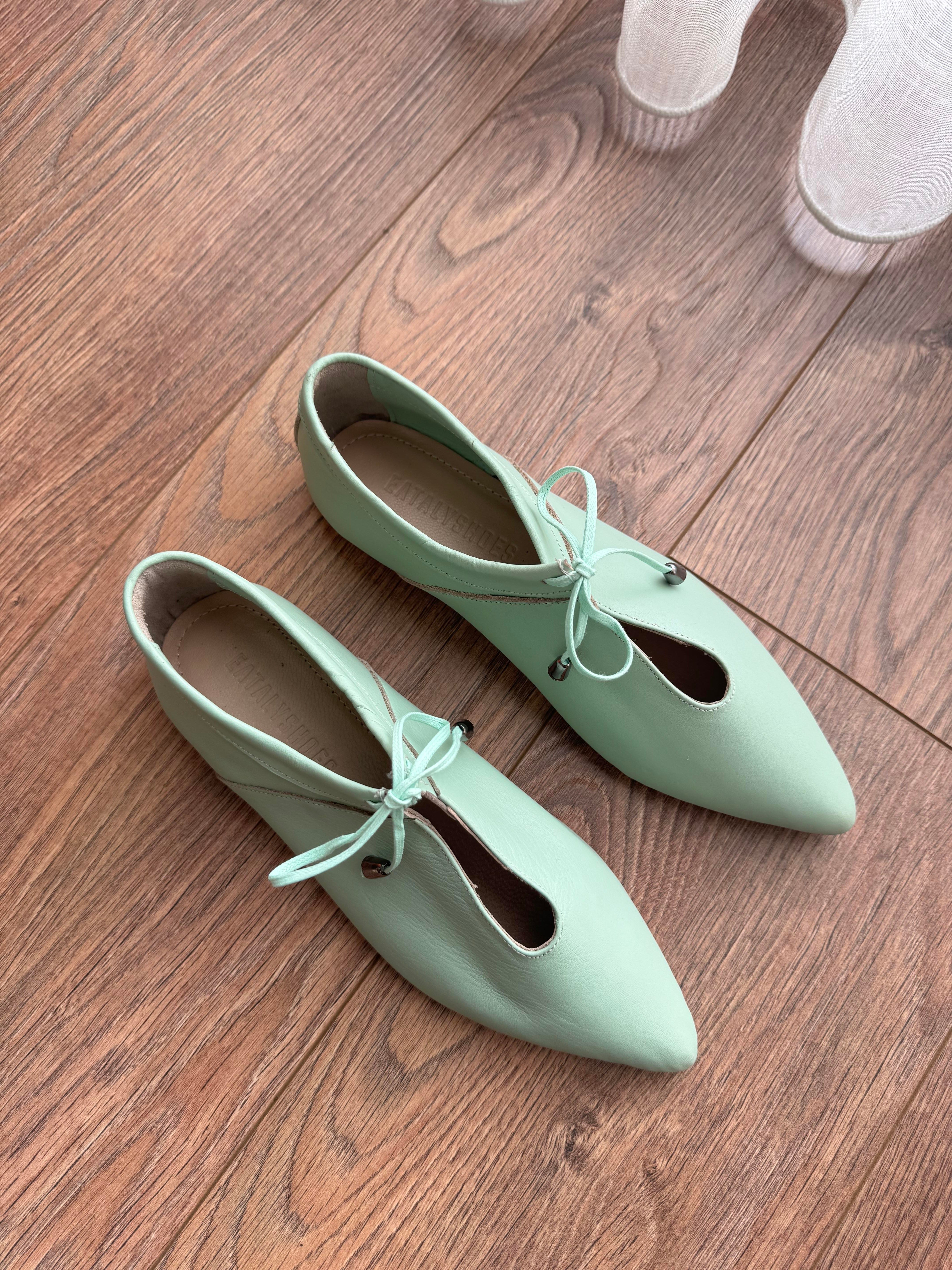 Joah Mint Püskül Bağlama Detaylı Deri Babet