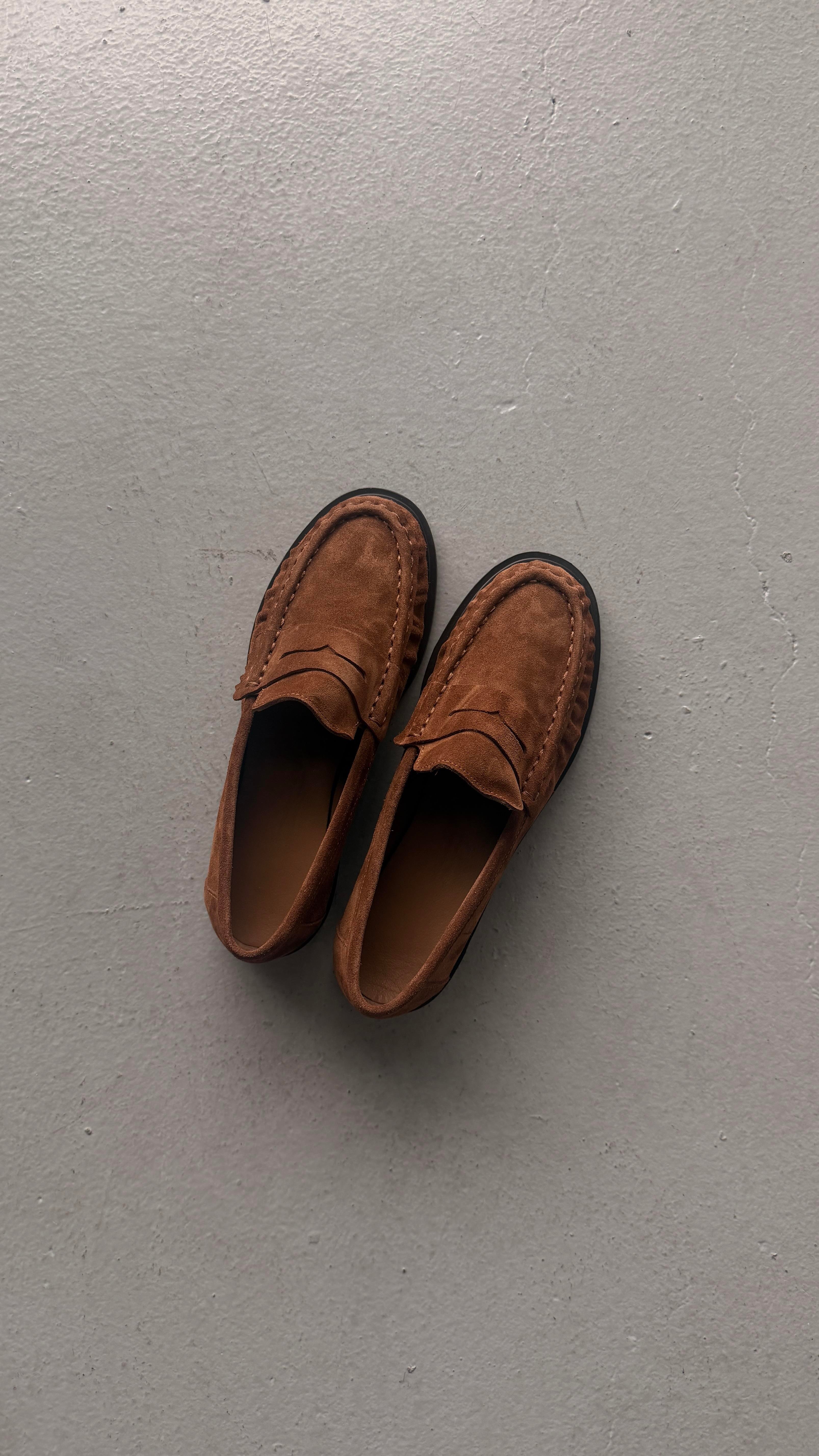 Kadın Büzgülü Gerçek Deri Oxford Loafer Günlük Ayakkabı Camel