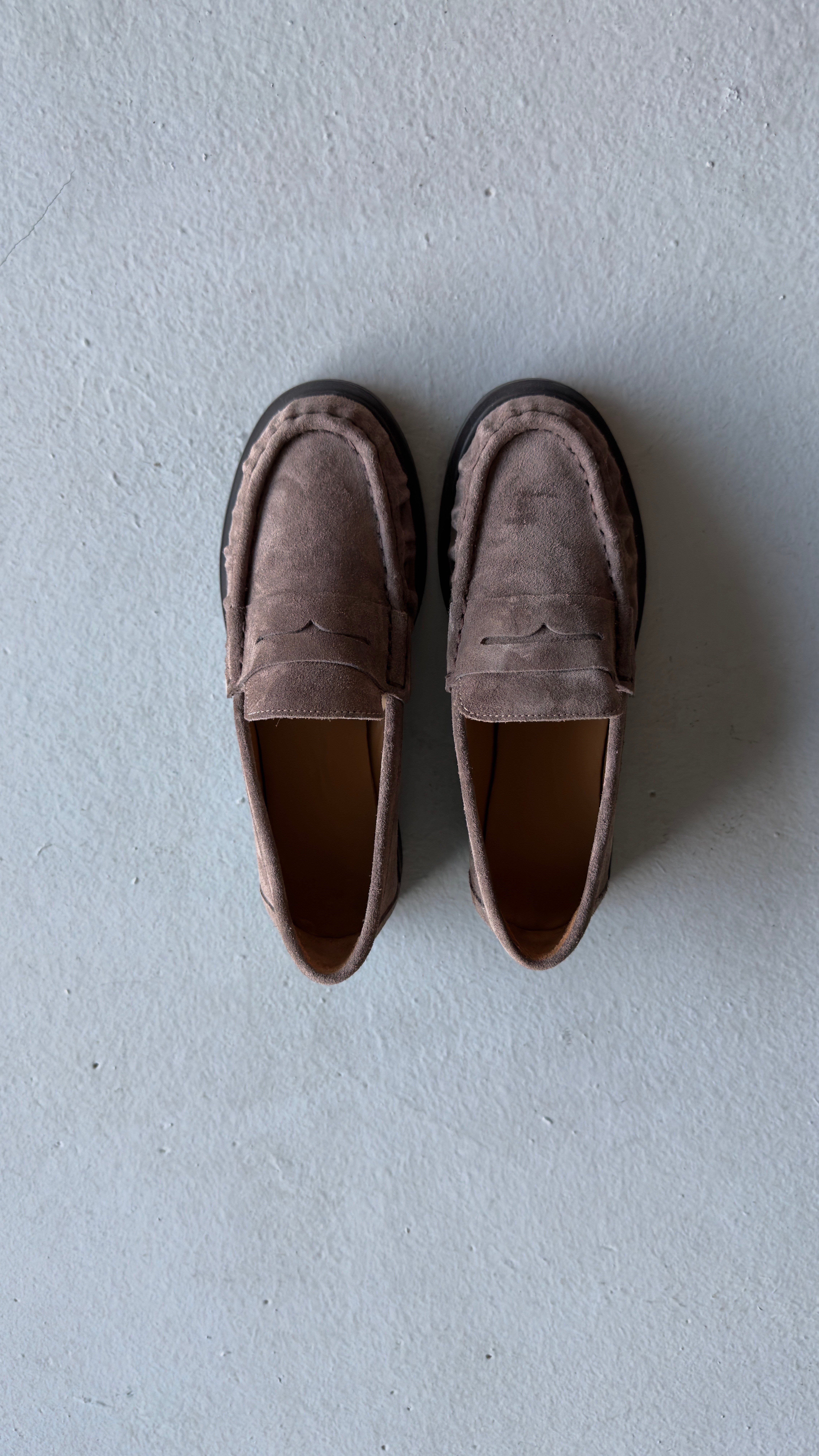 Kadın Büzgülü Gerçek Deri Oxford Loafer Günlük Ayakkabı Gri