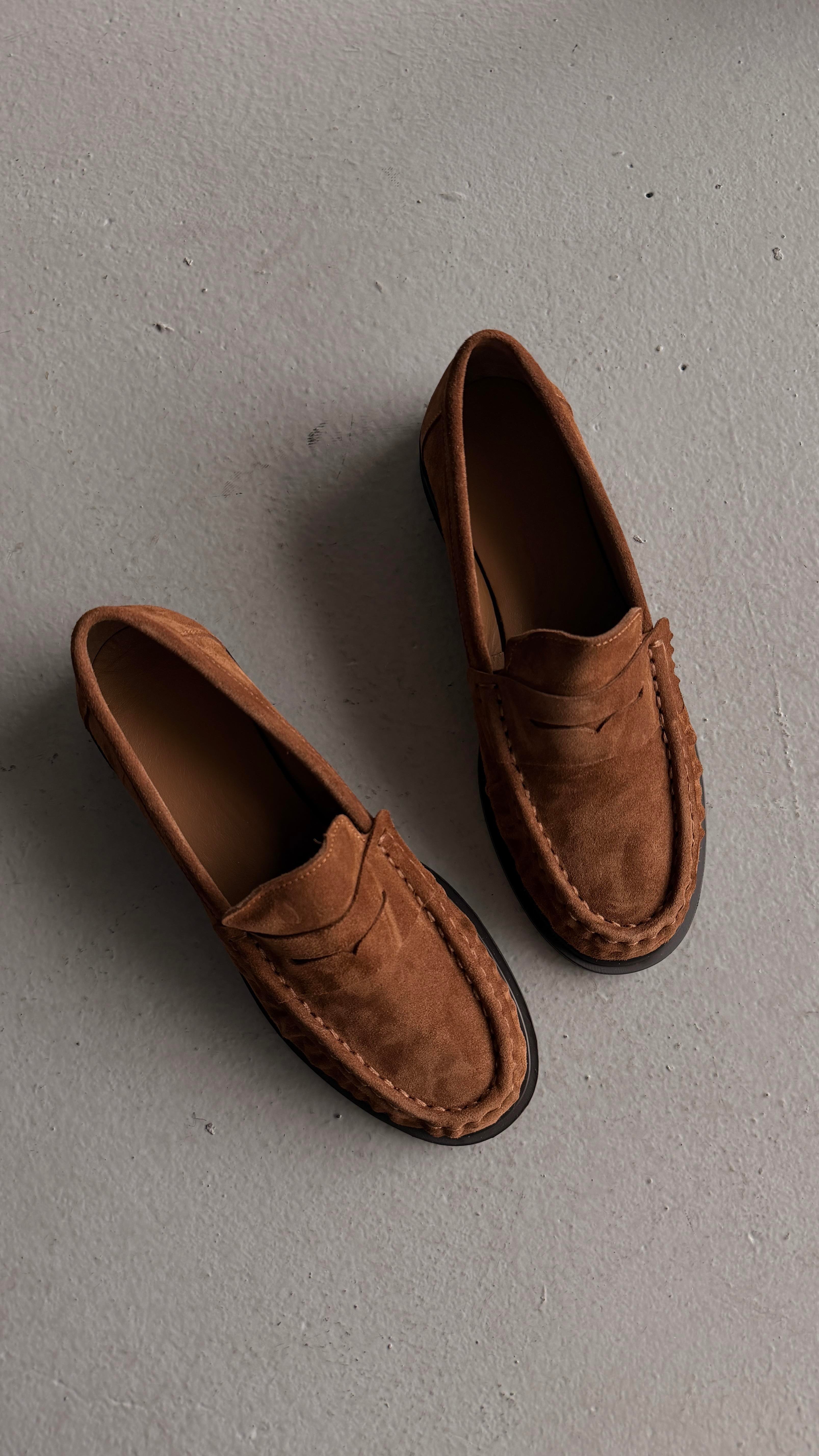 Kadın Büzgülü Gerçek Deri Oxford Loafer Günlük Ayakkabı Camel