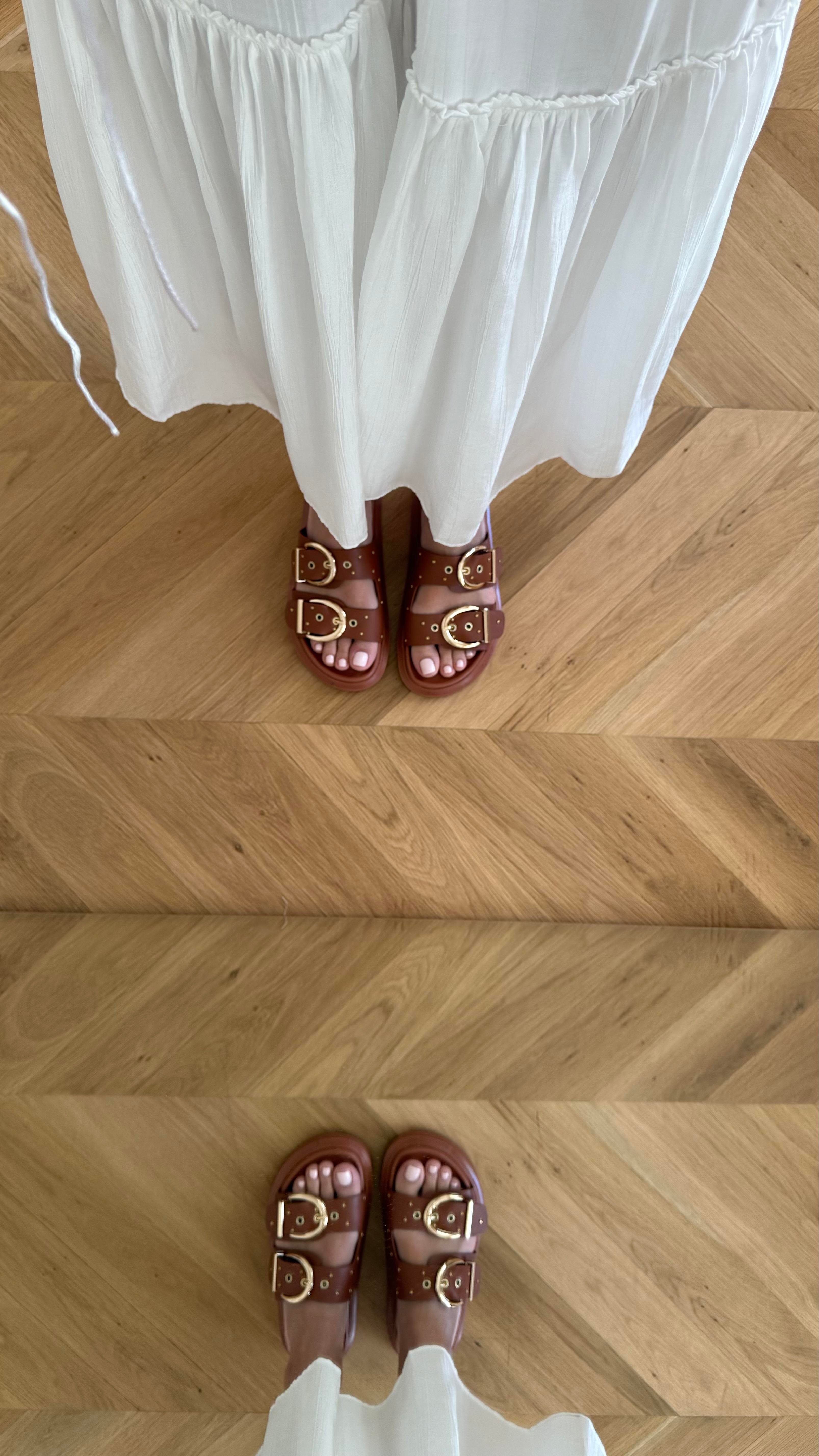 Kalın Çift Bantlı Taba Kadın Terlik