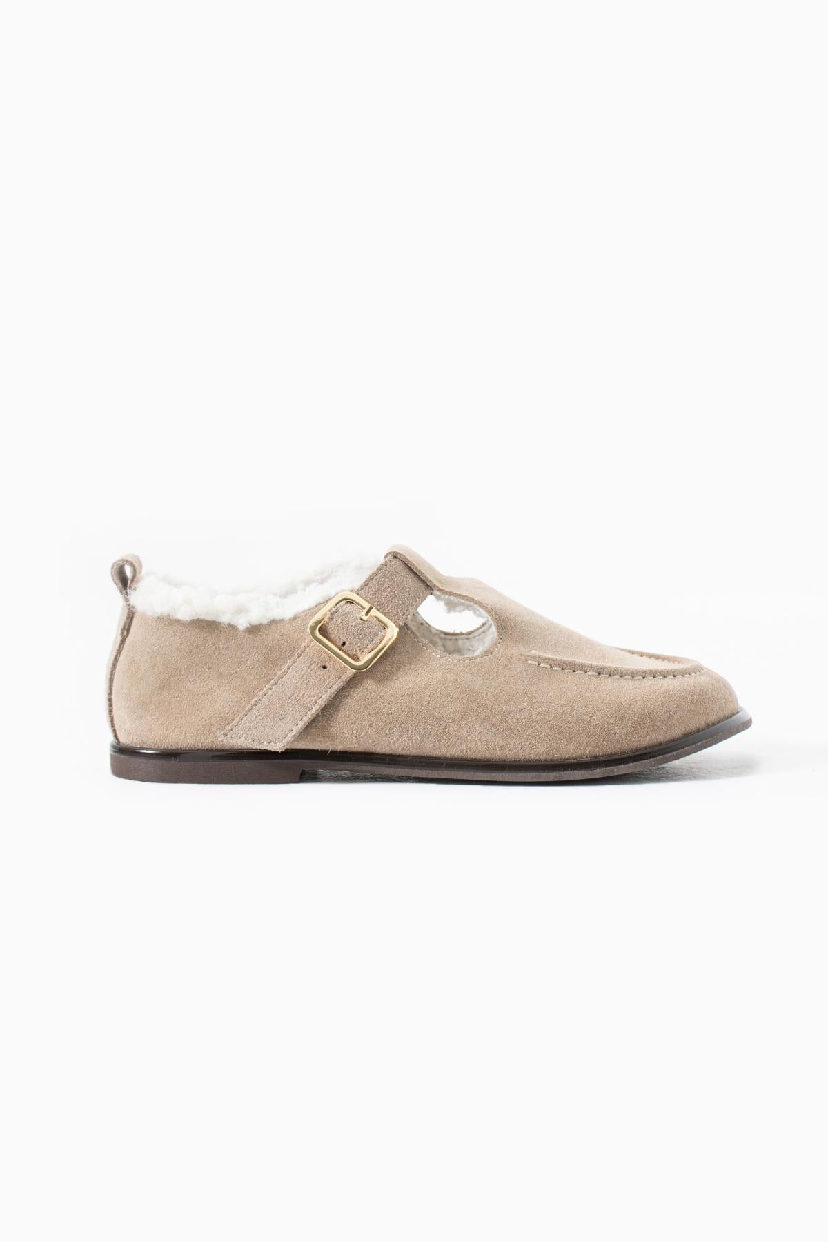 Laven Hakiki Deri Bej Loafer