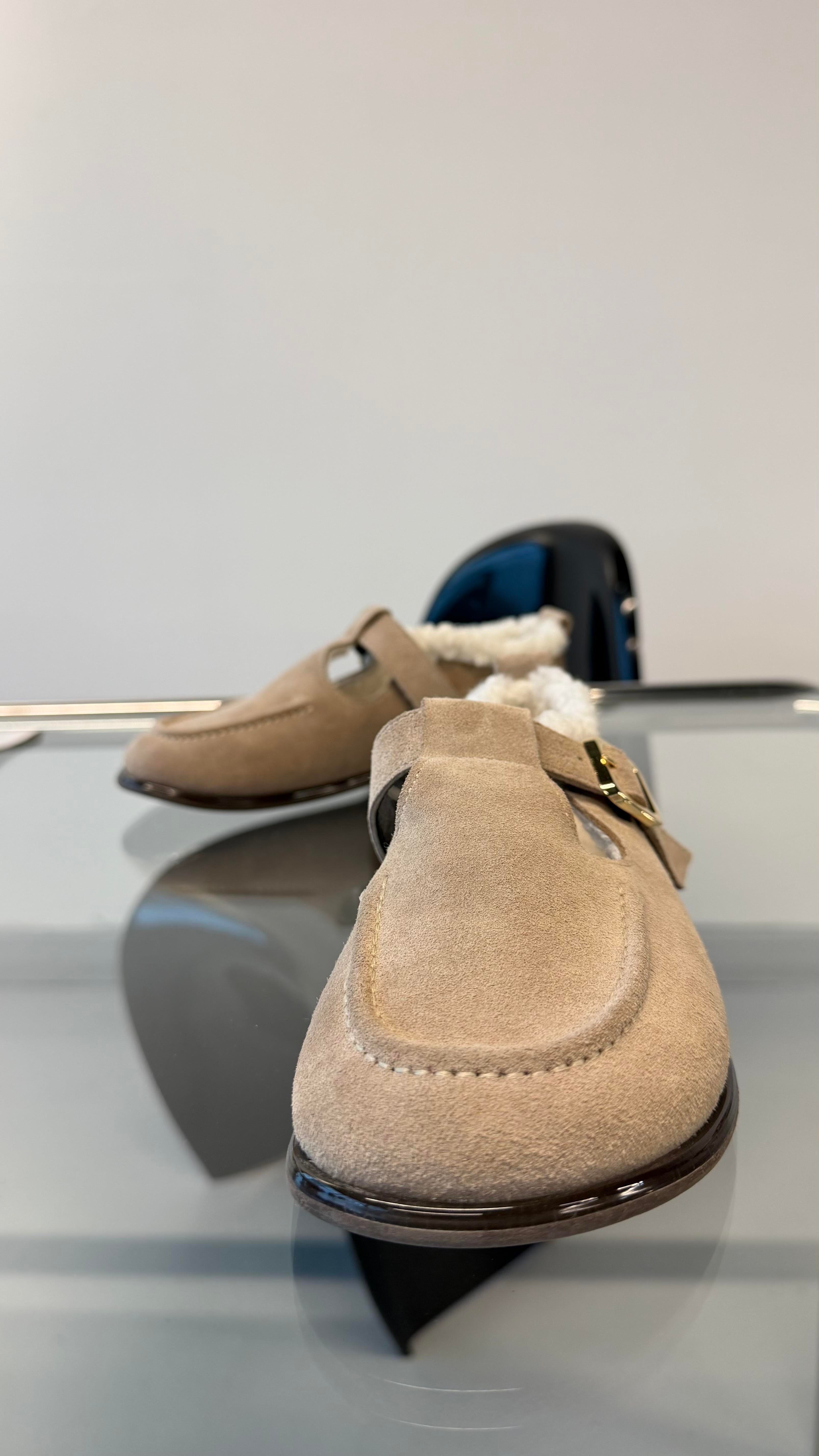 Laven Hakiki Deri Bej Loafer