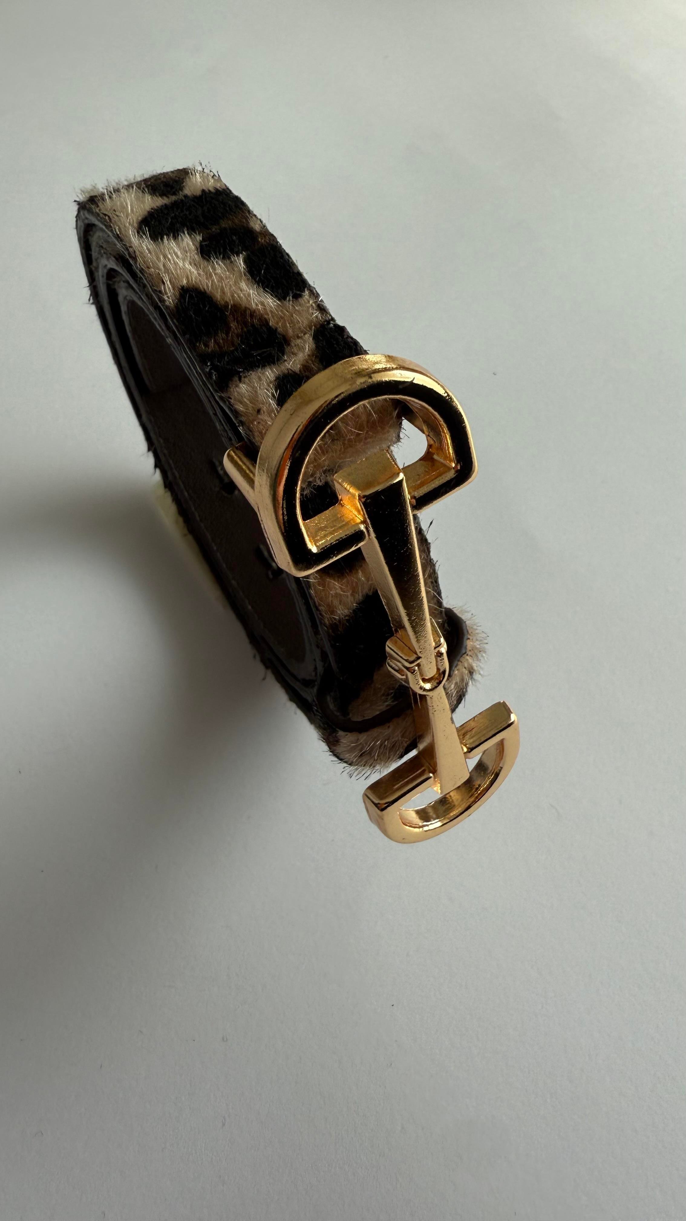 Leopar Desenli Gold Tokalı Kemer