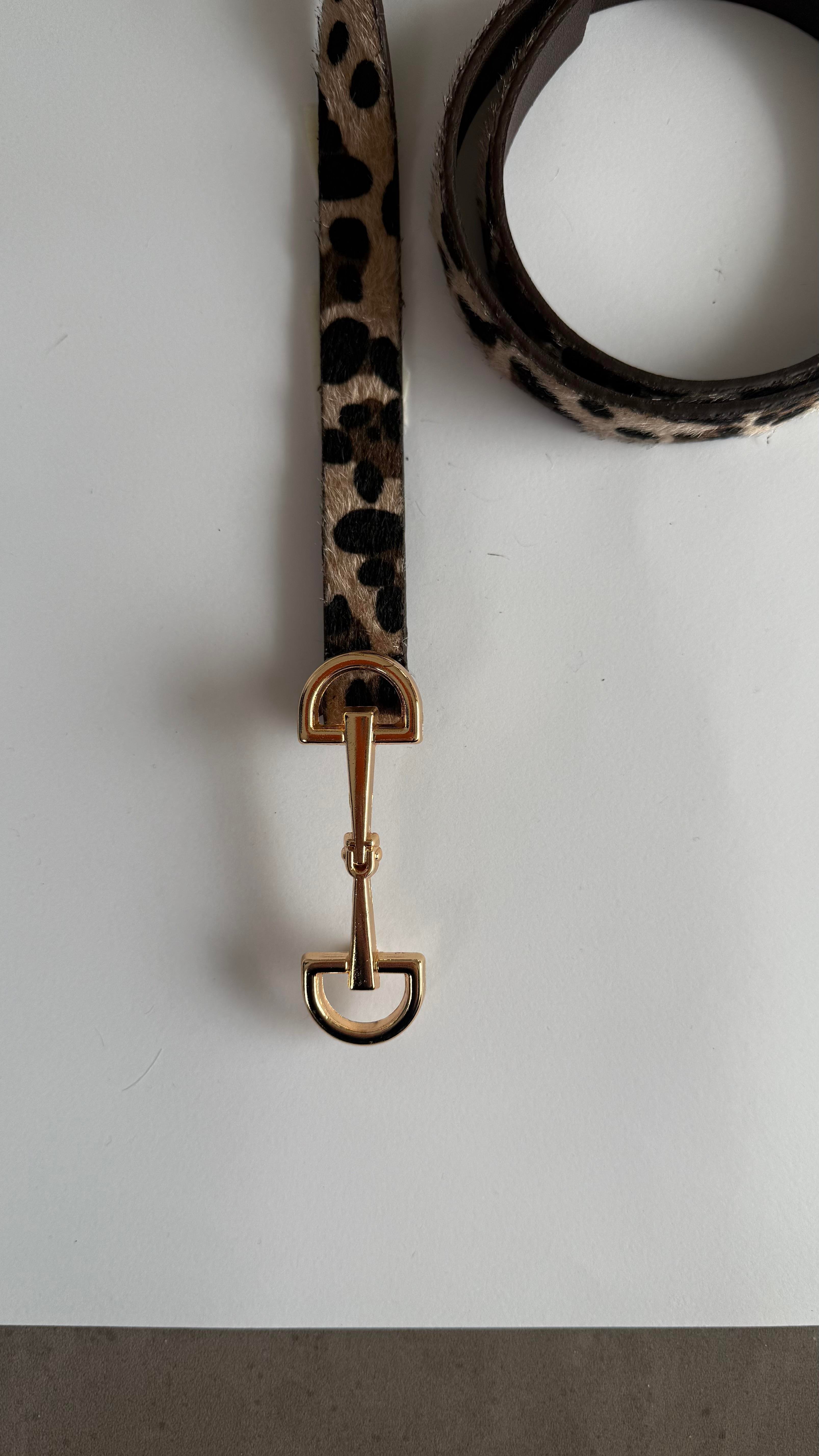 Leopar Desenli Gold Tokalı Kemer