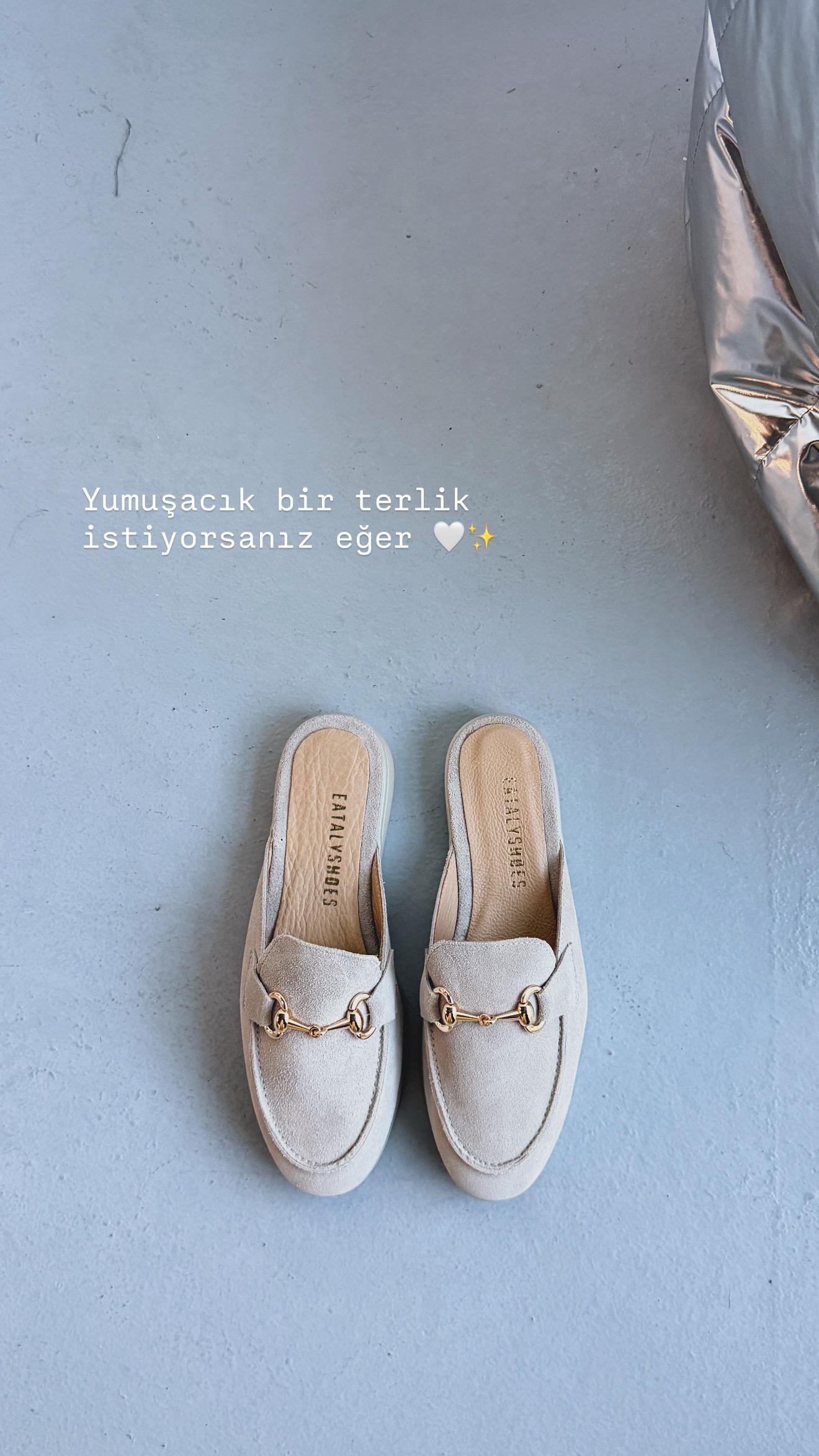 Liora Soft Touch Bej Deri Terlik