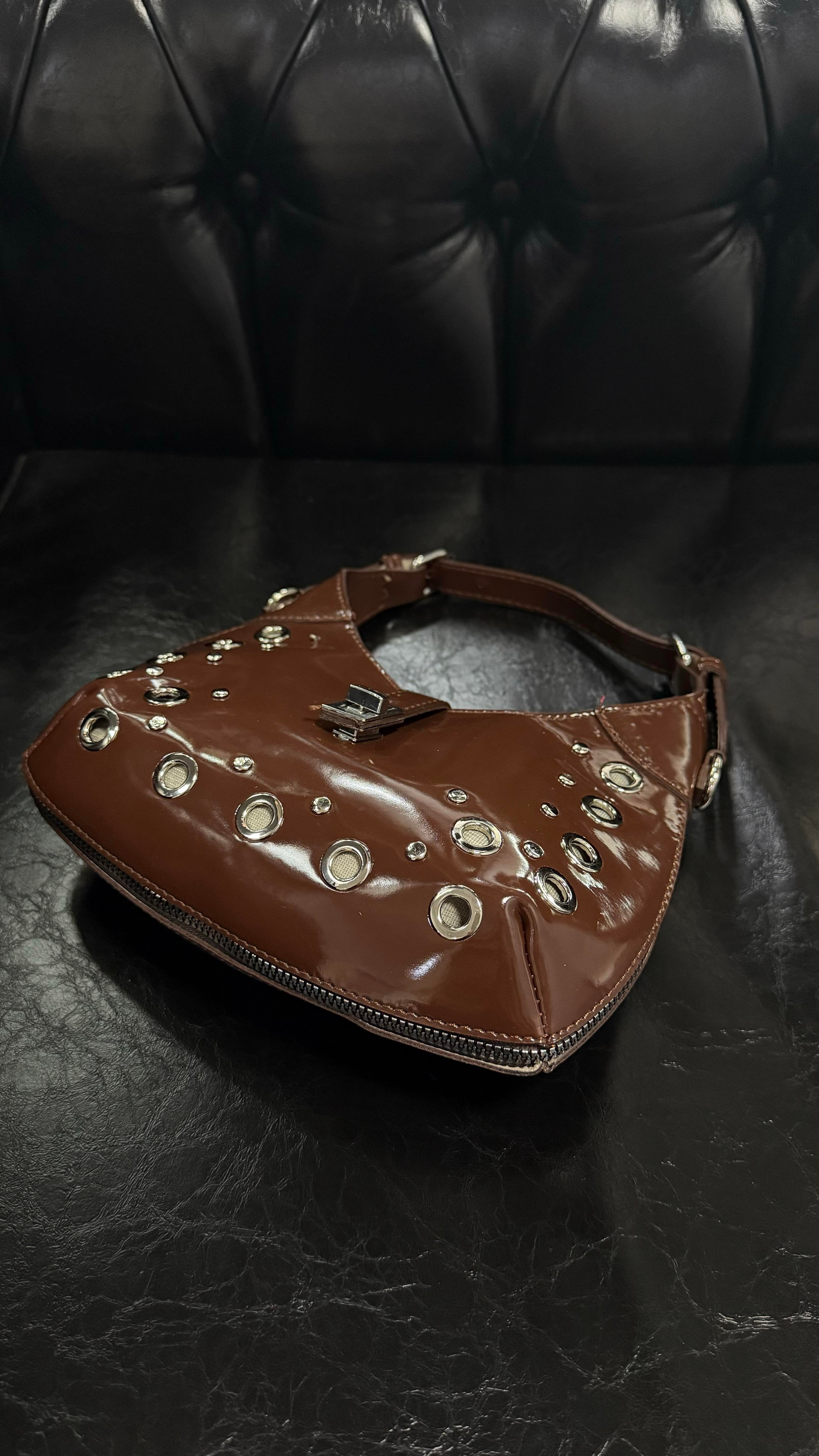 Mina Acıkahve Rugan Mini Bag Çanta