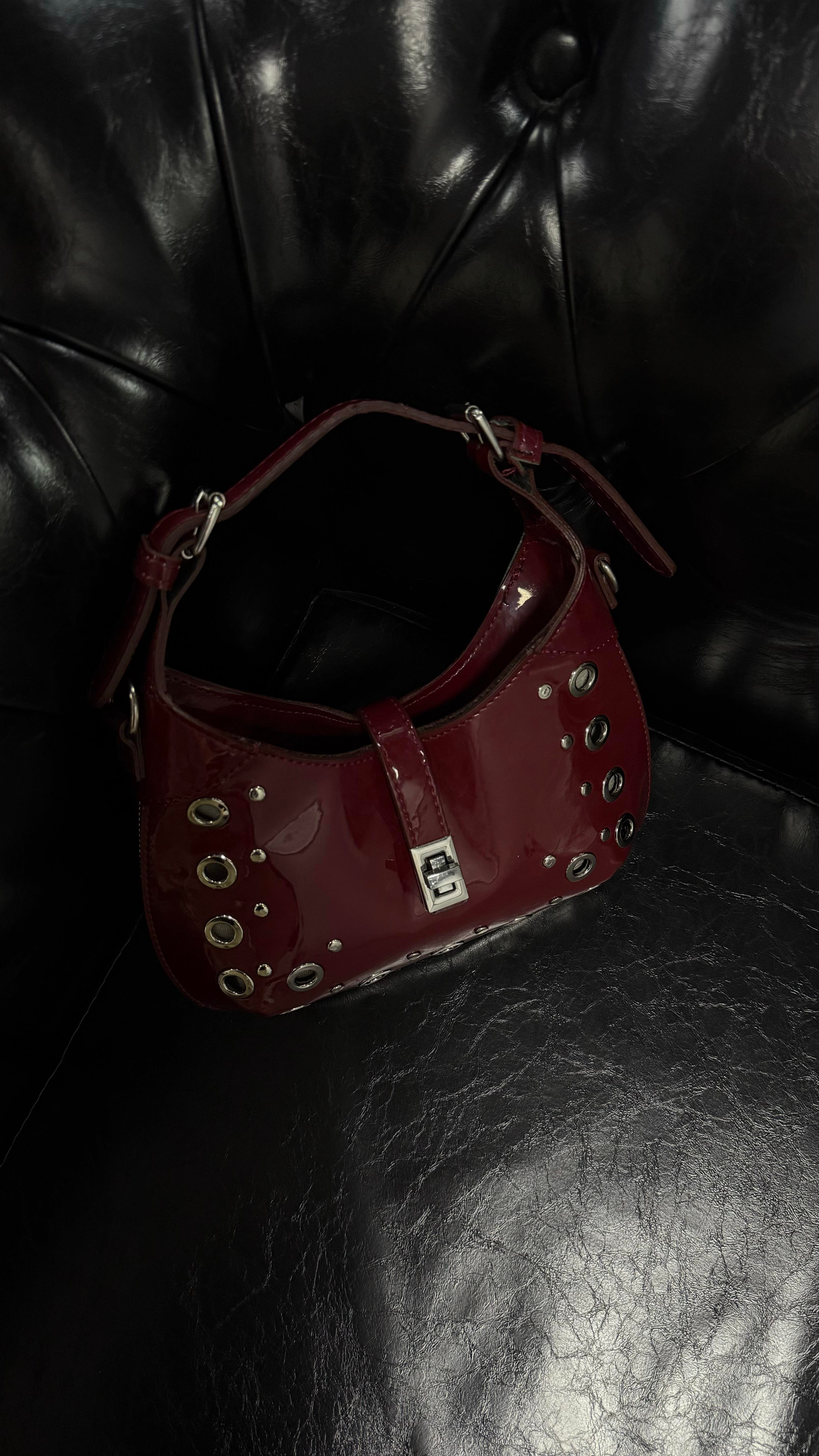 Mina Bordo Rugan Mini Bag Çanta