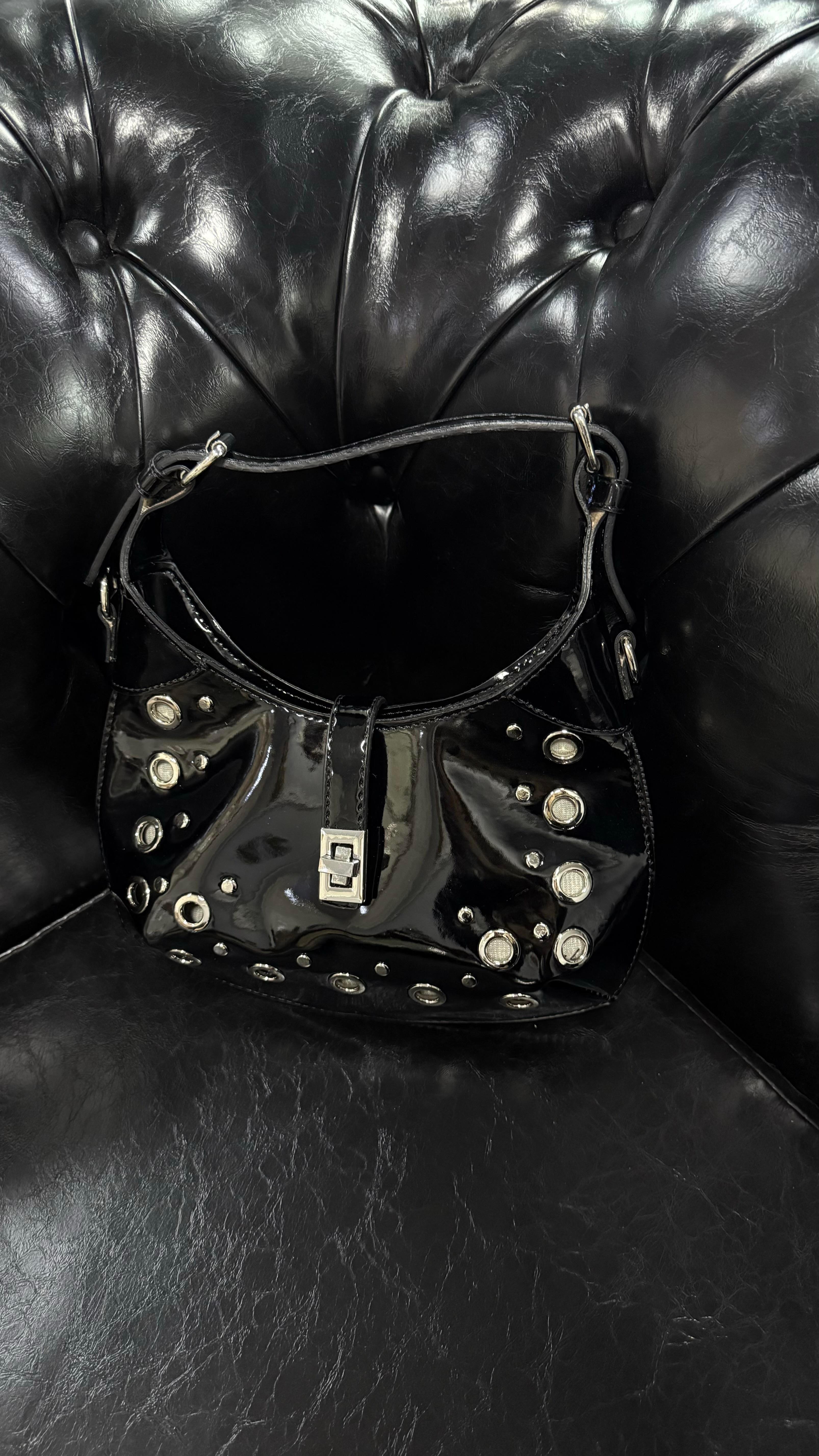 Mina Siyah Rugan Mini Bag Çanta