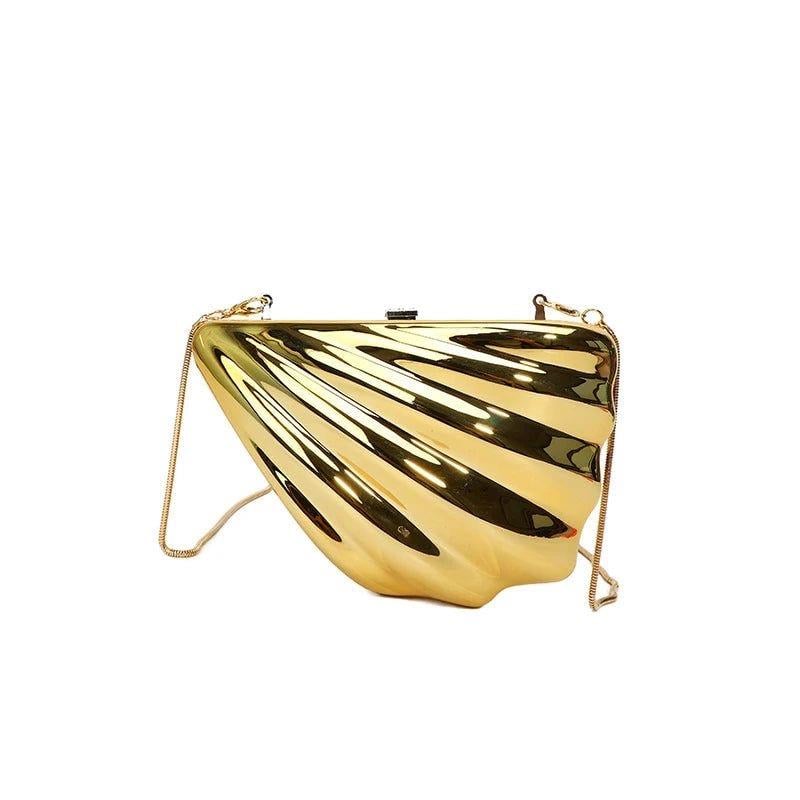 Mini Yaprak Midye Gold Çanta