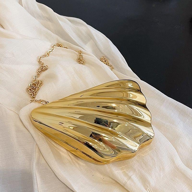 Mini Yaprak Midye Gold Çanta