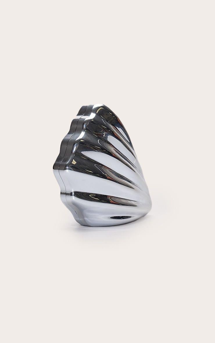Mini Yaprak Midye Silver Çanta