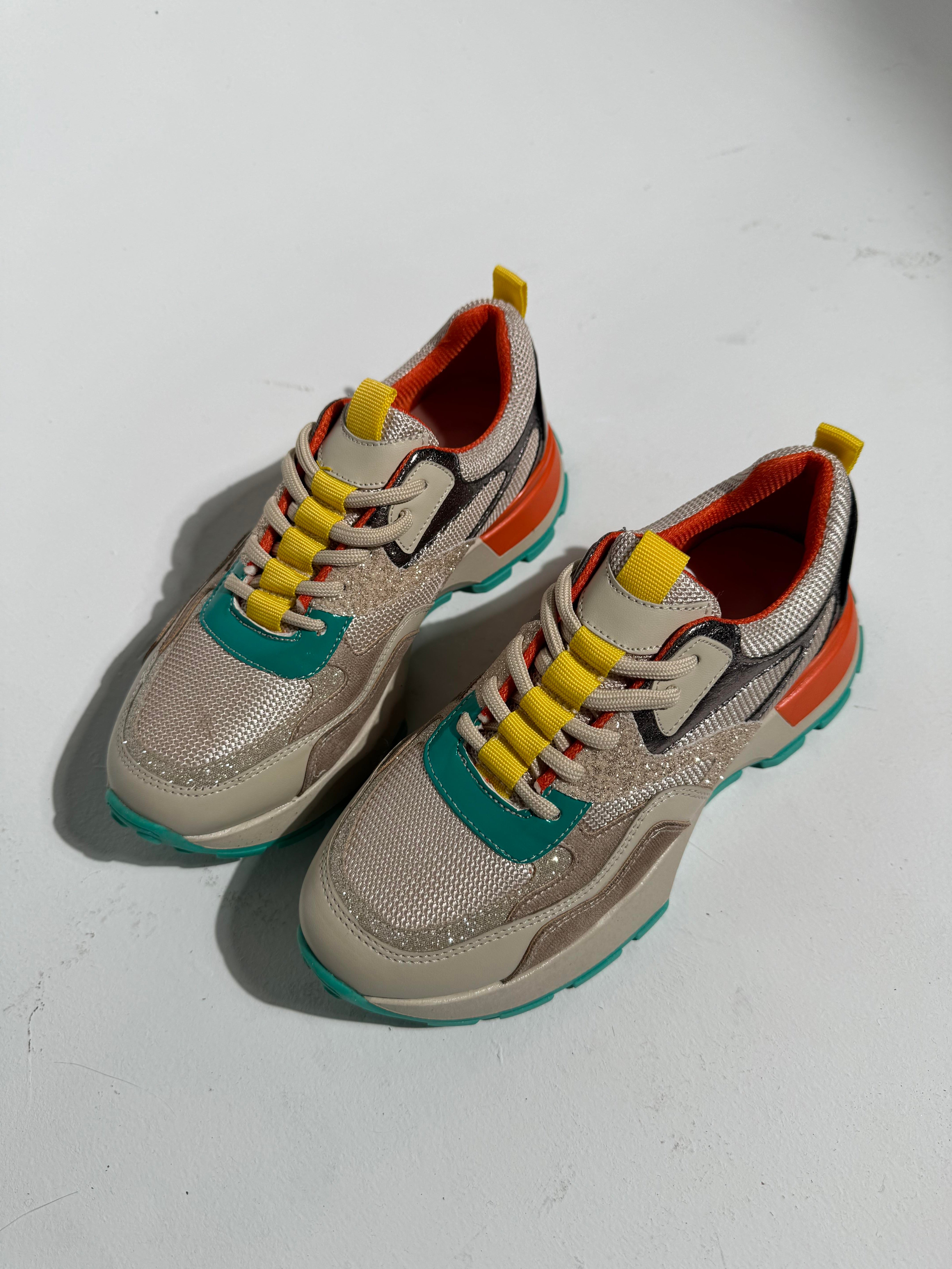 Palma Bej Turuncu Glitter Sneaker