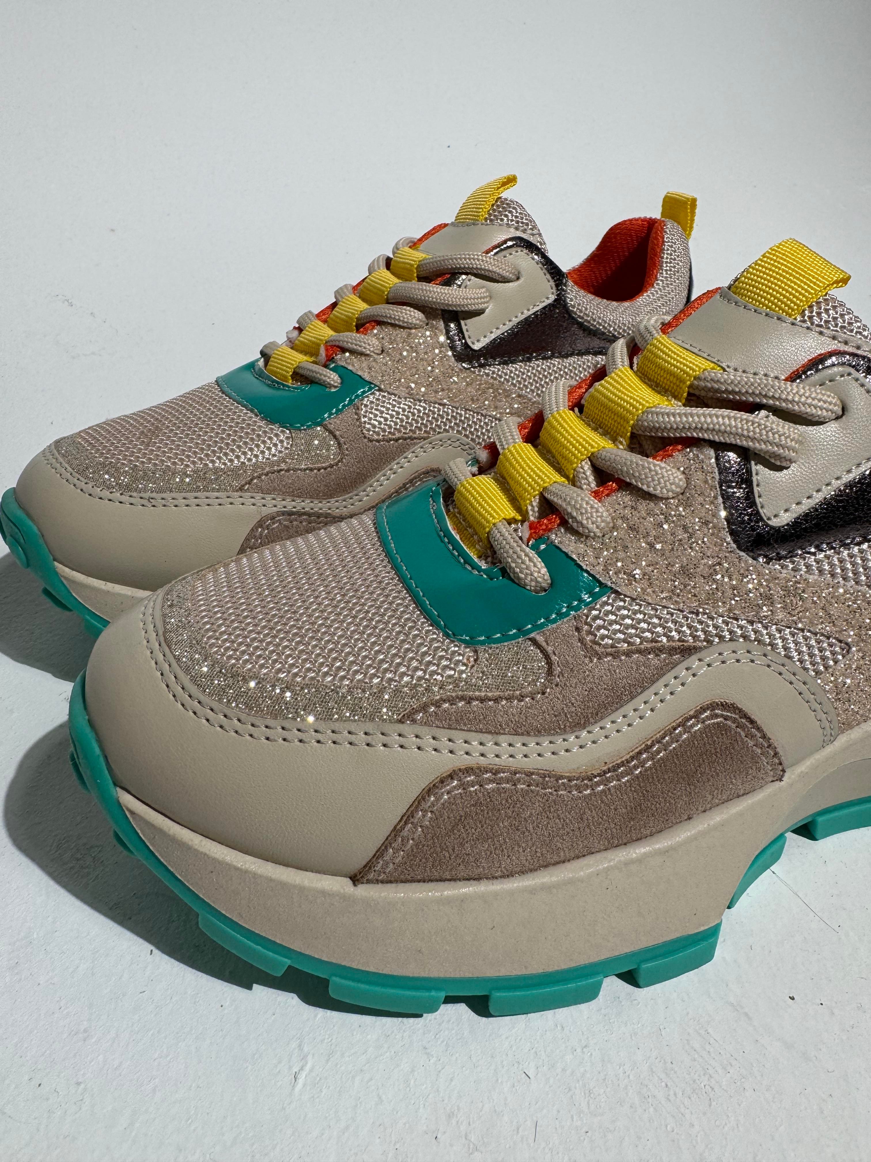 Palma Bej Turuncu Glitter Sneaker