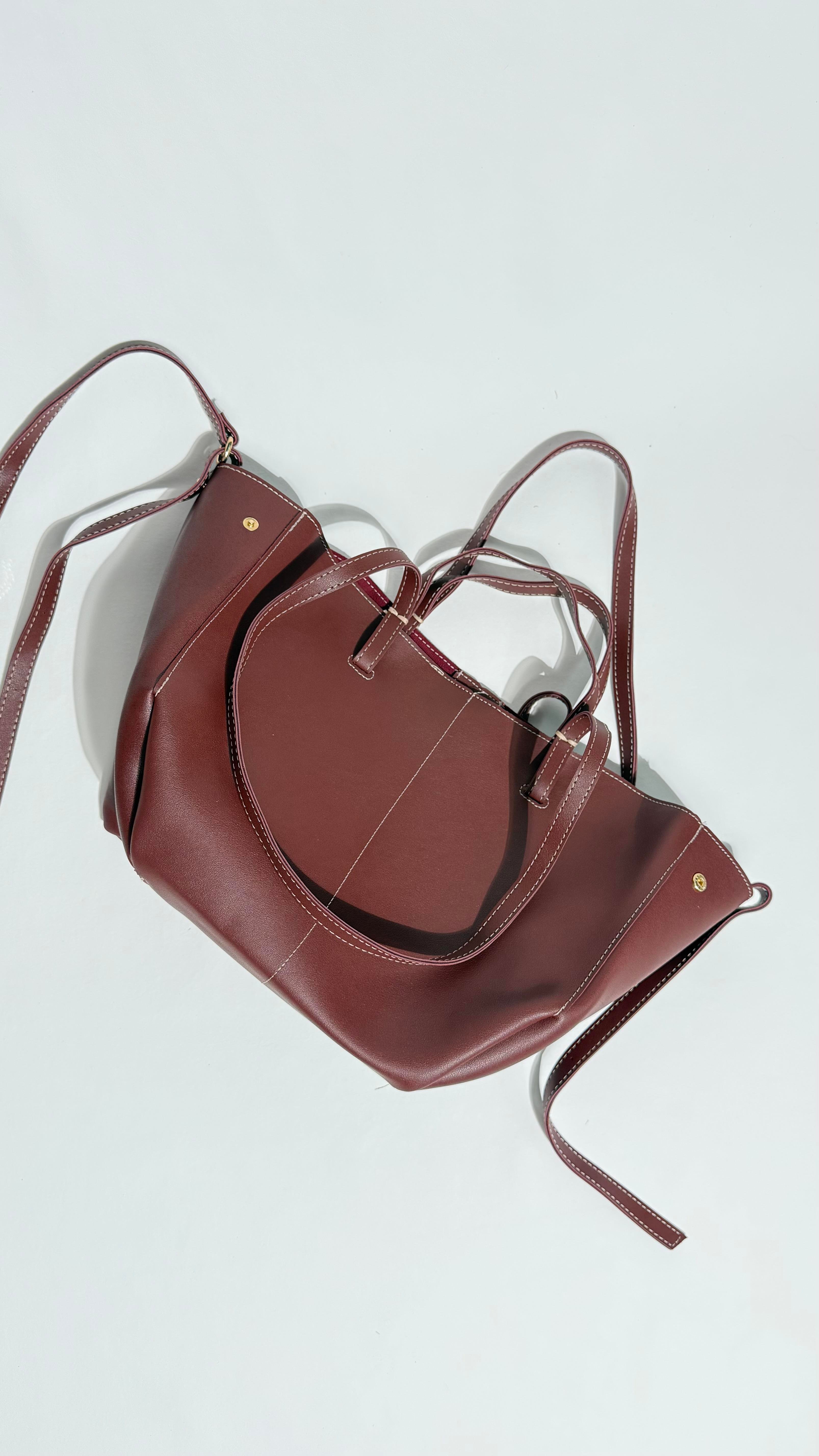 Pinte Oversize Cep Cüzdanlı Bordo Çanta