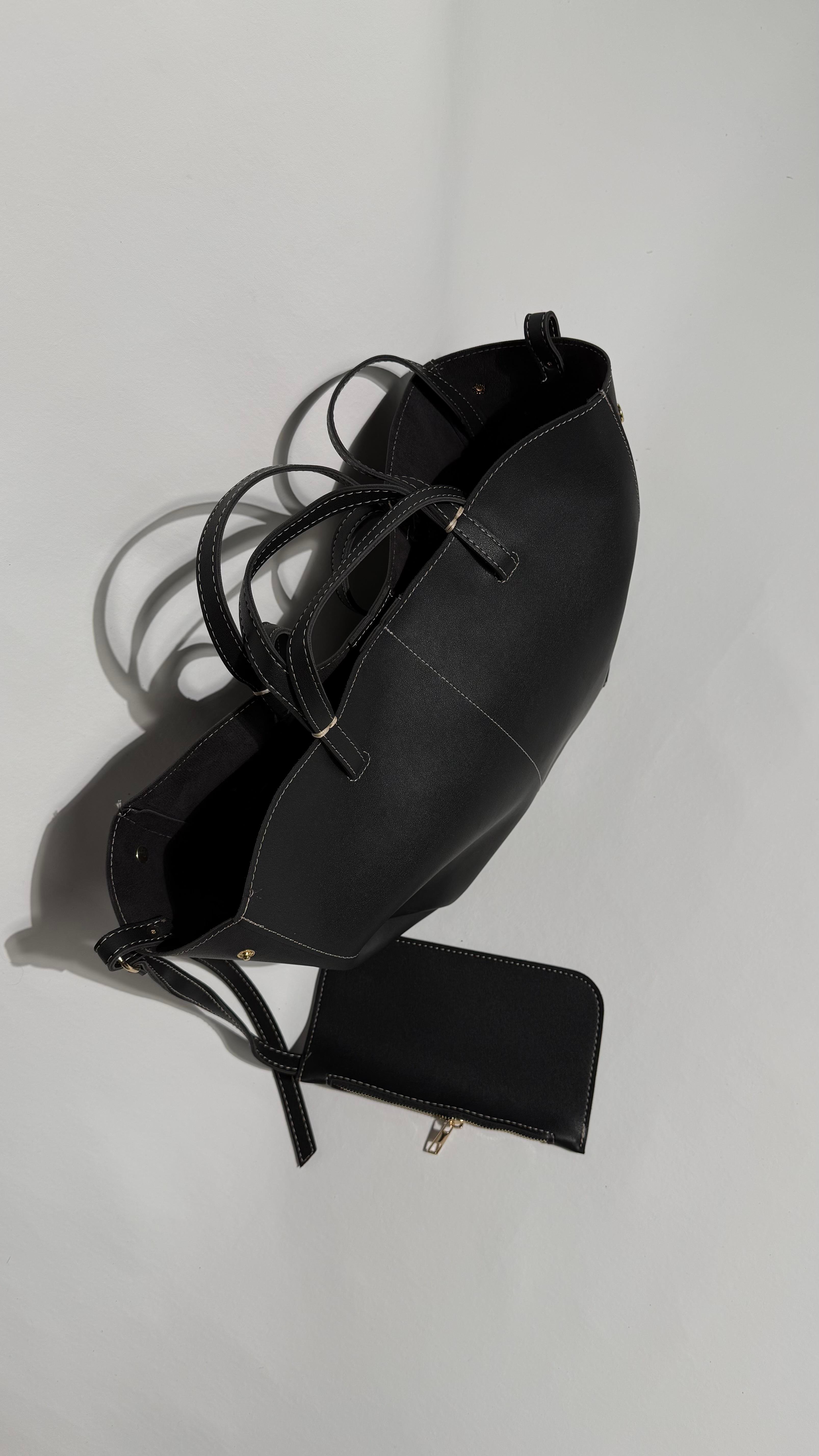 Pinte Oversize Cep Cüzdanlı Siyah Çanta