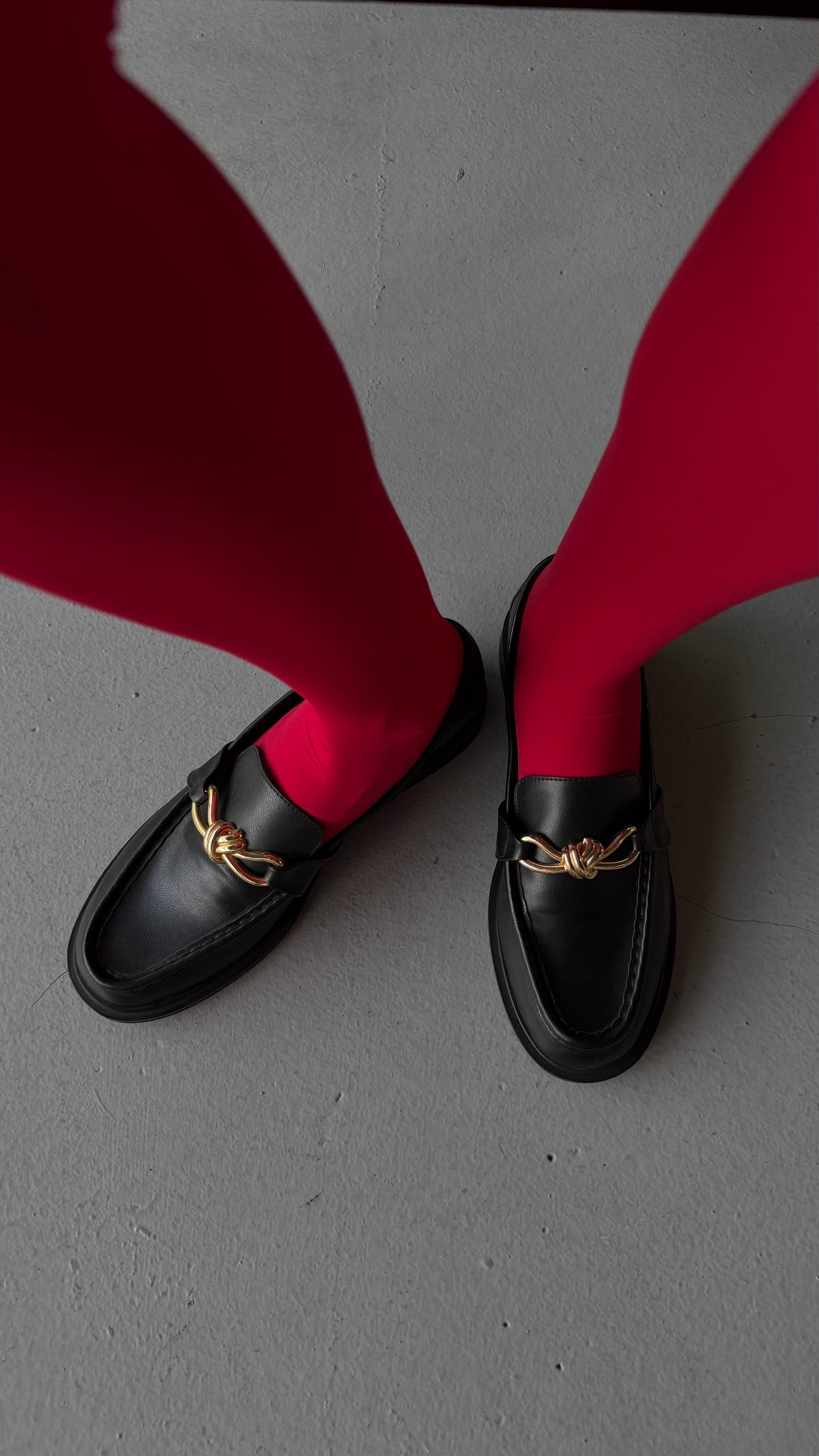 ROSSO Siyah Cilt Deri Gold Tokalı Oxford Ayakkabı