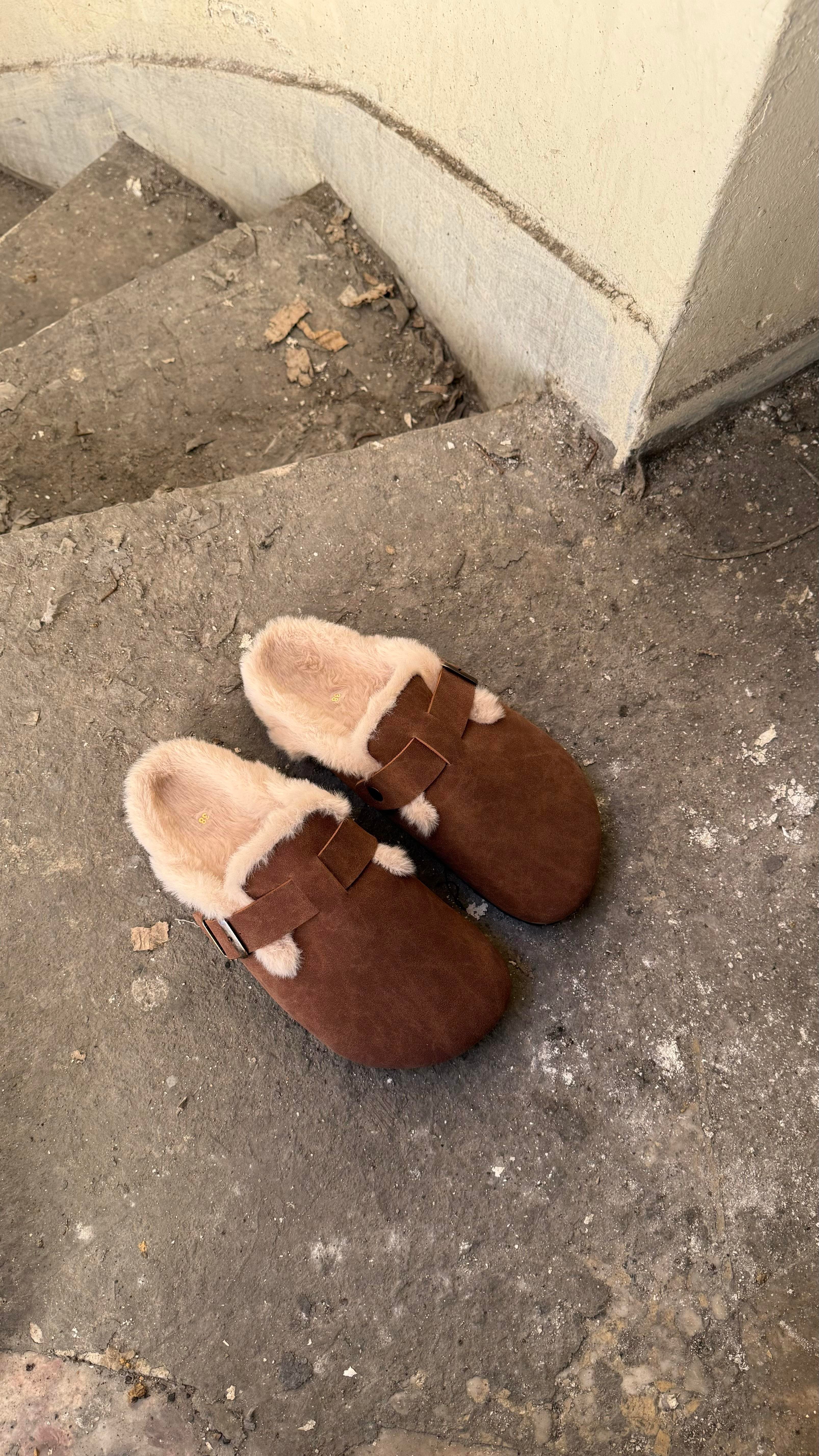Sabo Taba Vegan Deri İçi Tüylü Terlik 