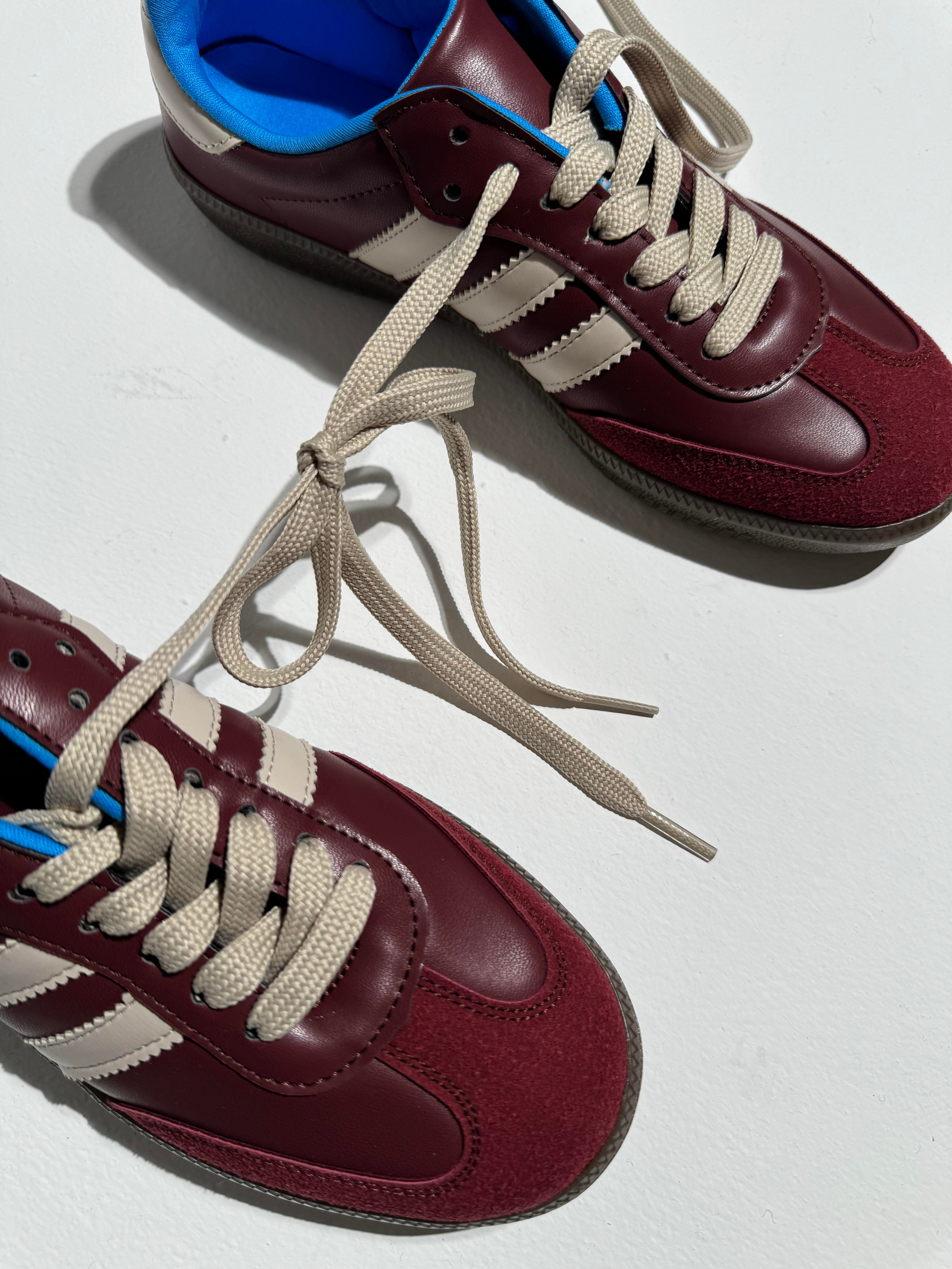 Sacha Bordo Bej 3Bantlı Sneaker