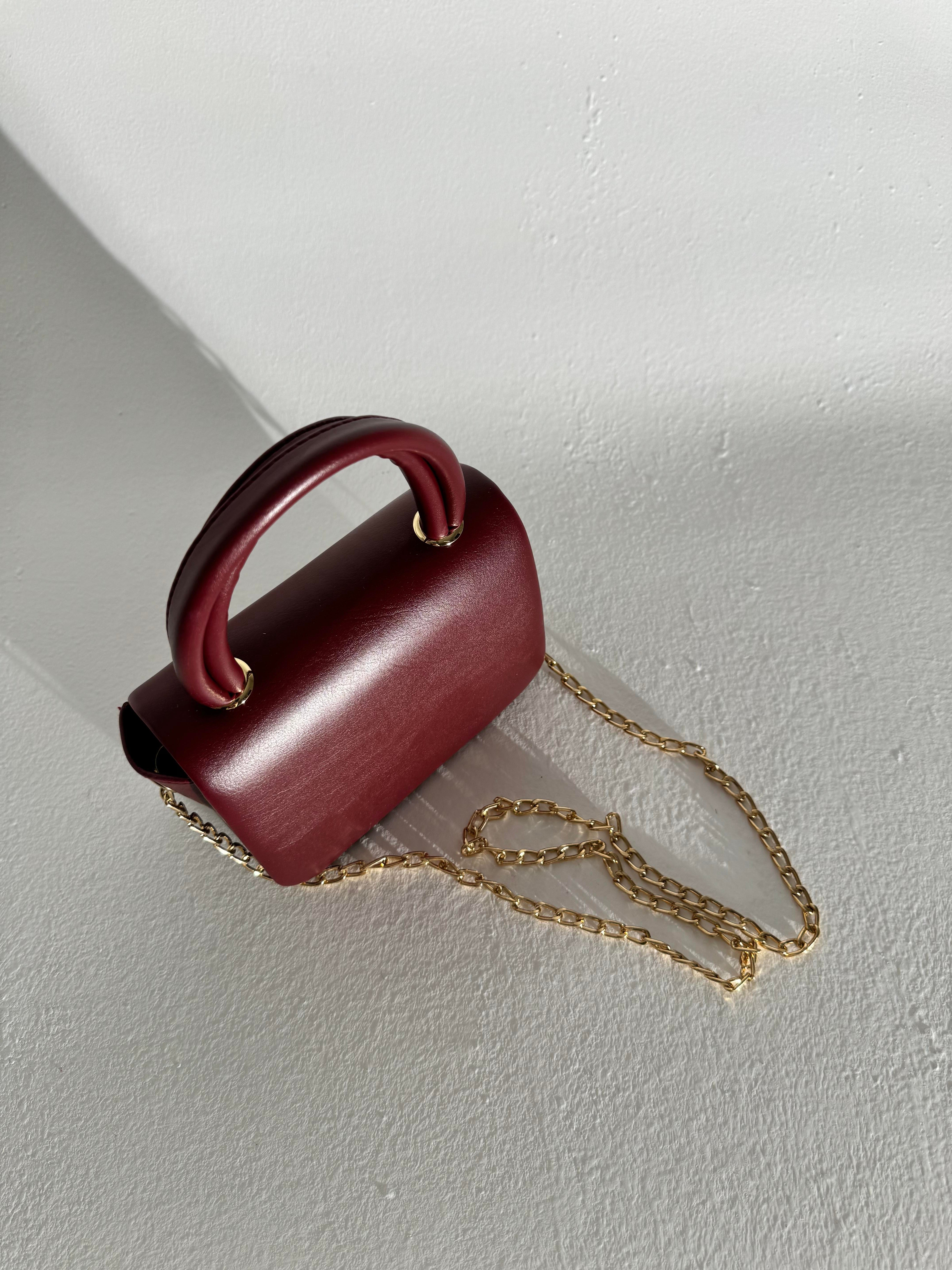 Saldı Bordo Cilt Baget Çanta