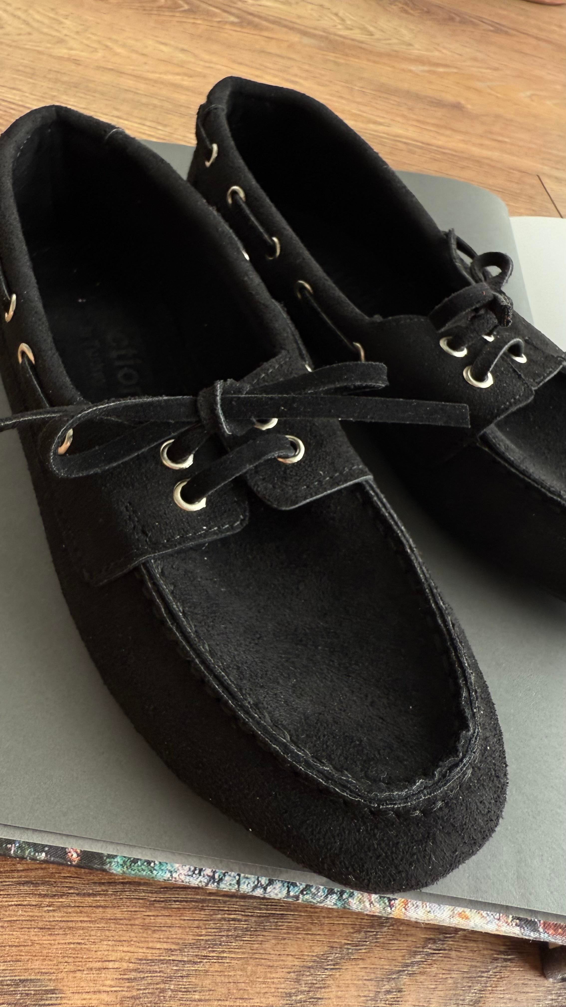 Süet Loafer Bağcıklı Siyah Ayakkabı