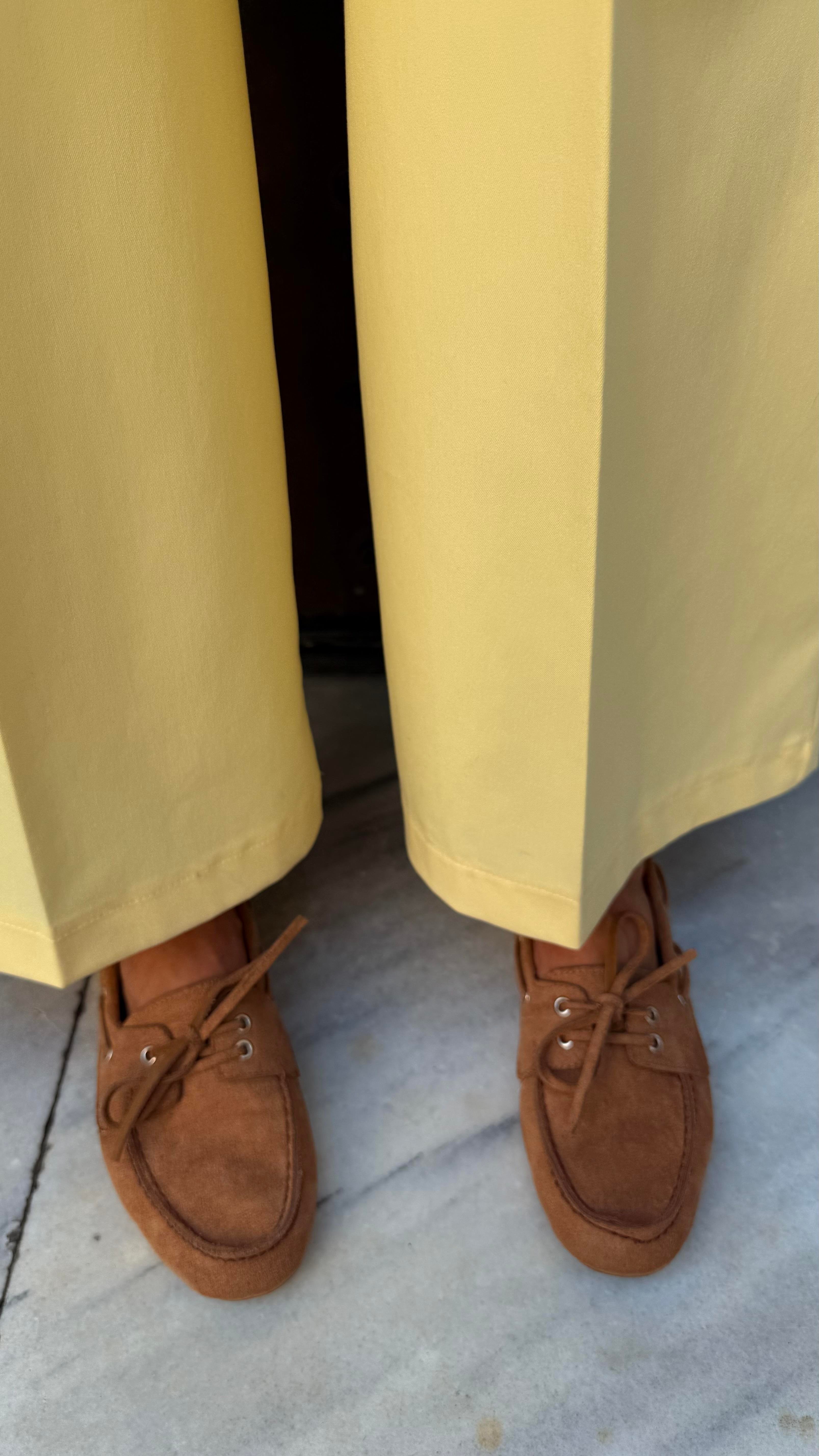 Süet Loafer Bağcıklı Taba Ayakkabı