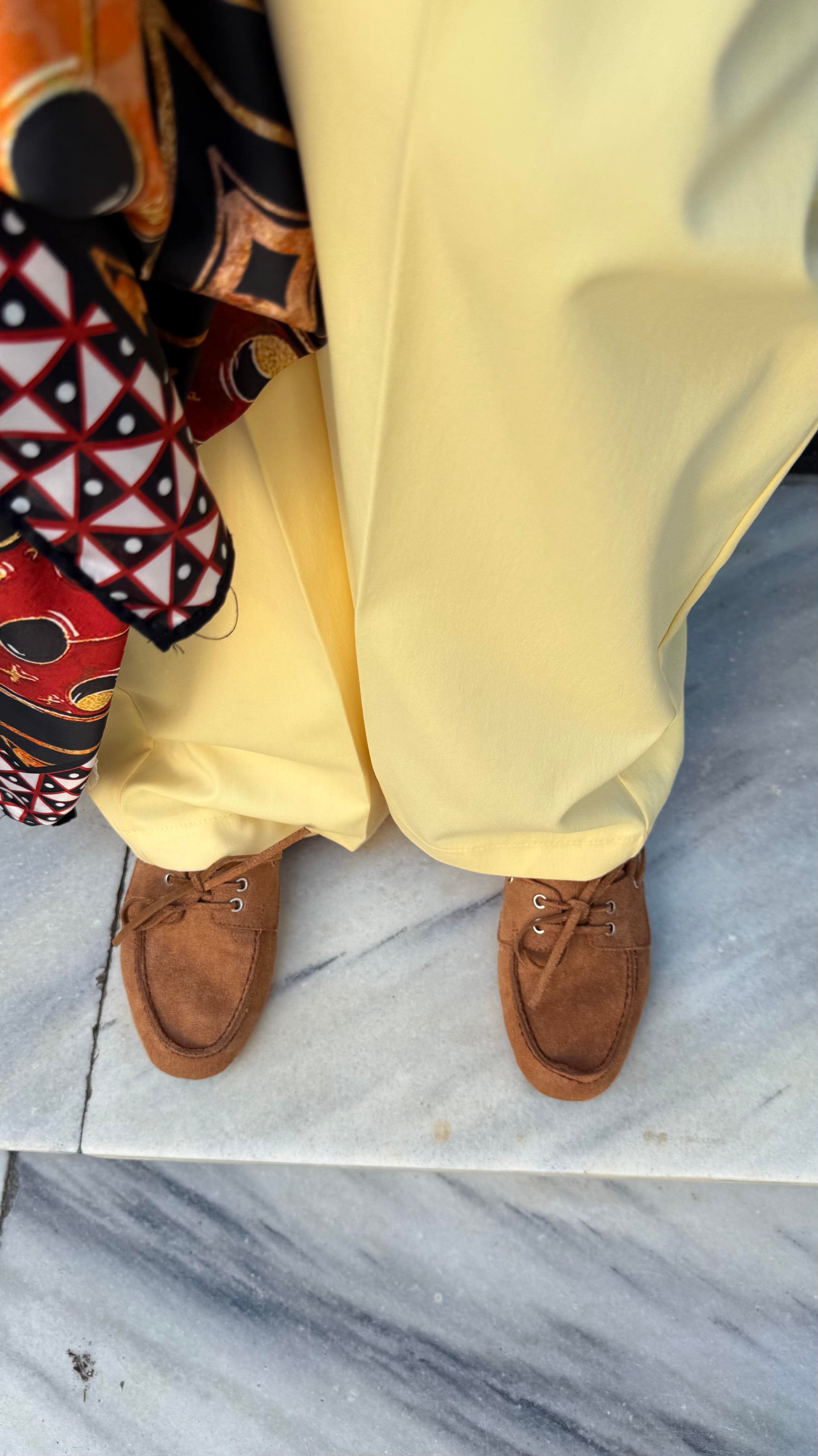 Süet Loafer Bağcıklı Taba Ayakkabı