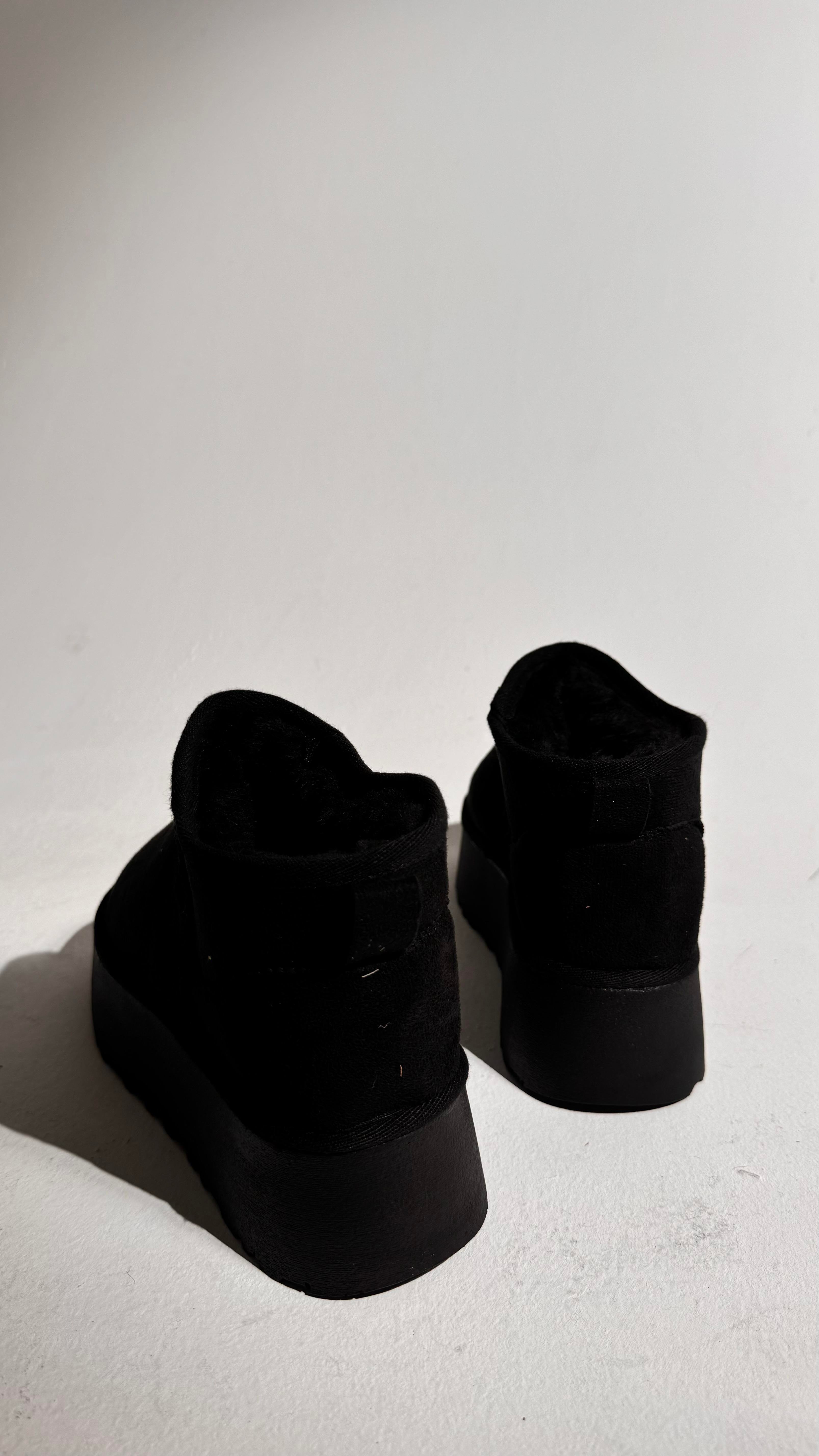 Süet Yüksek Taban Bilekte Bot Siyah